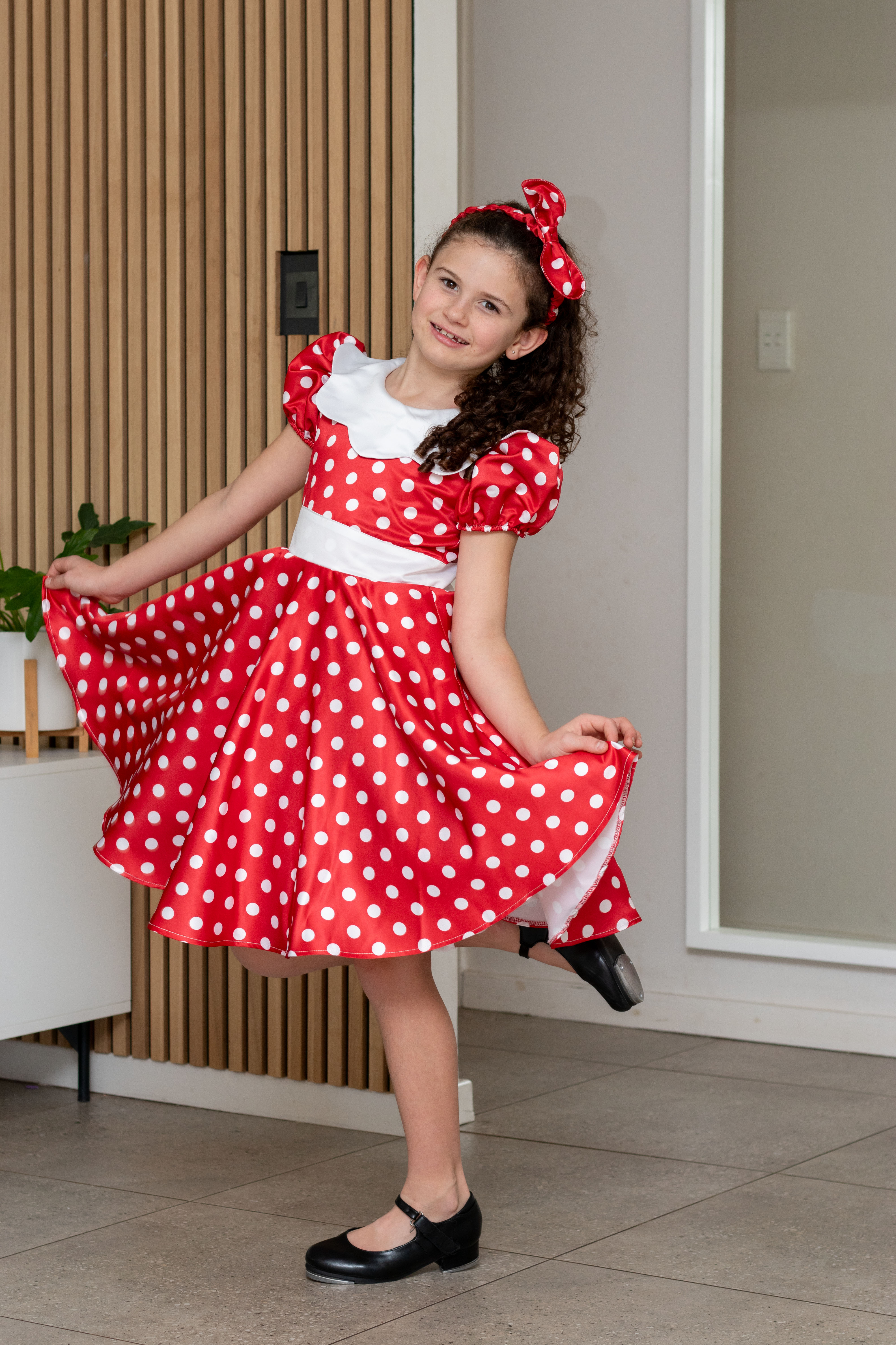Minnie Mouse Inspired Dress & Headband- Red