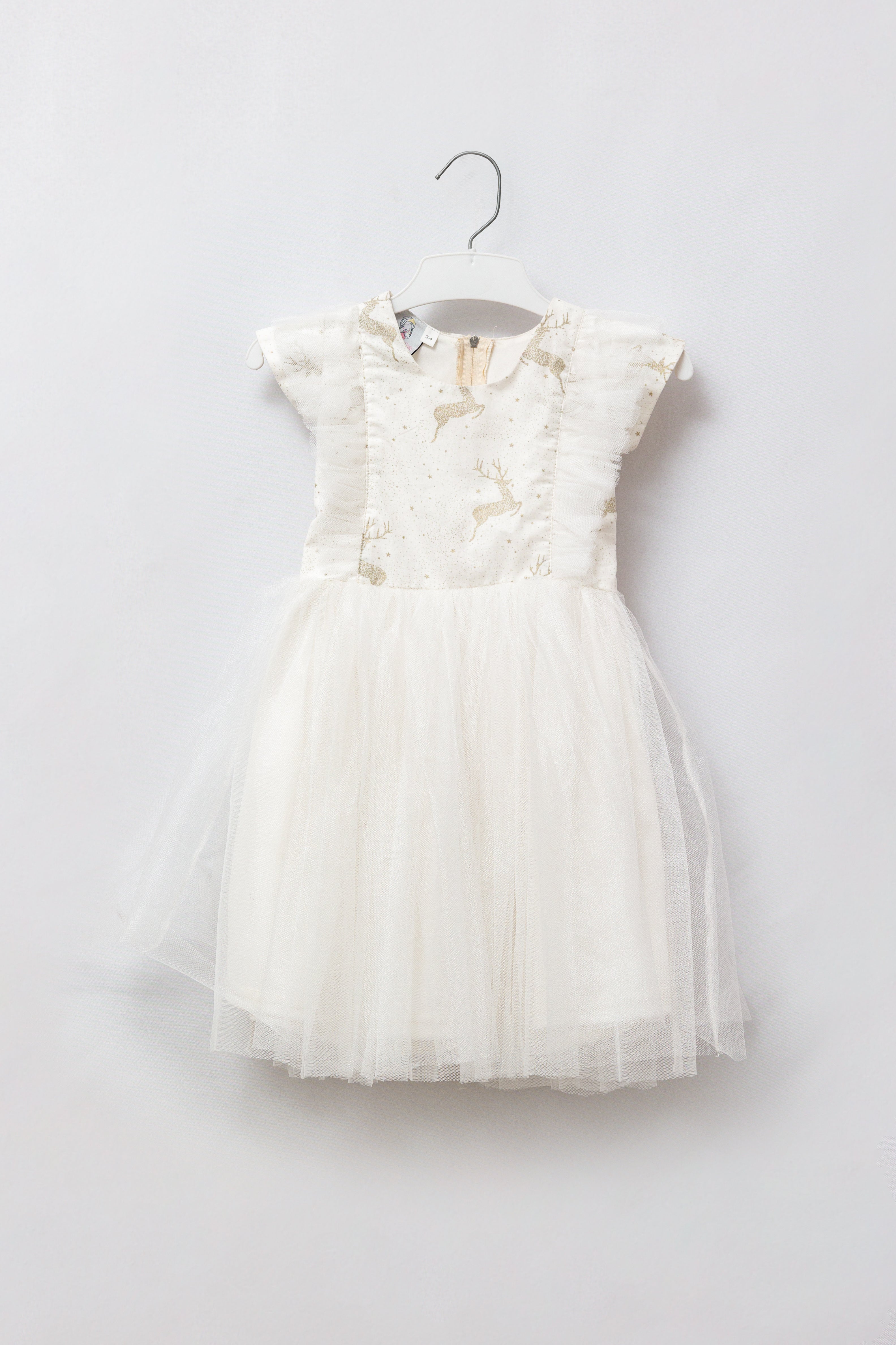 White Reindeer Tulle Dress