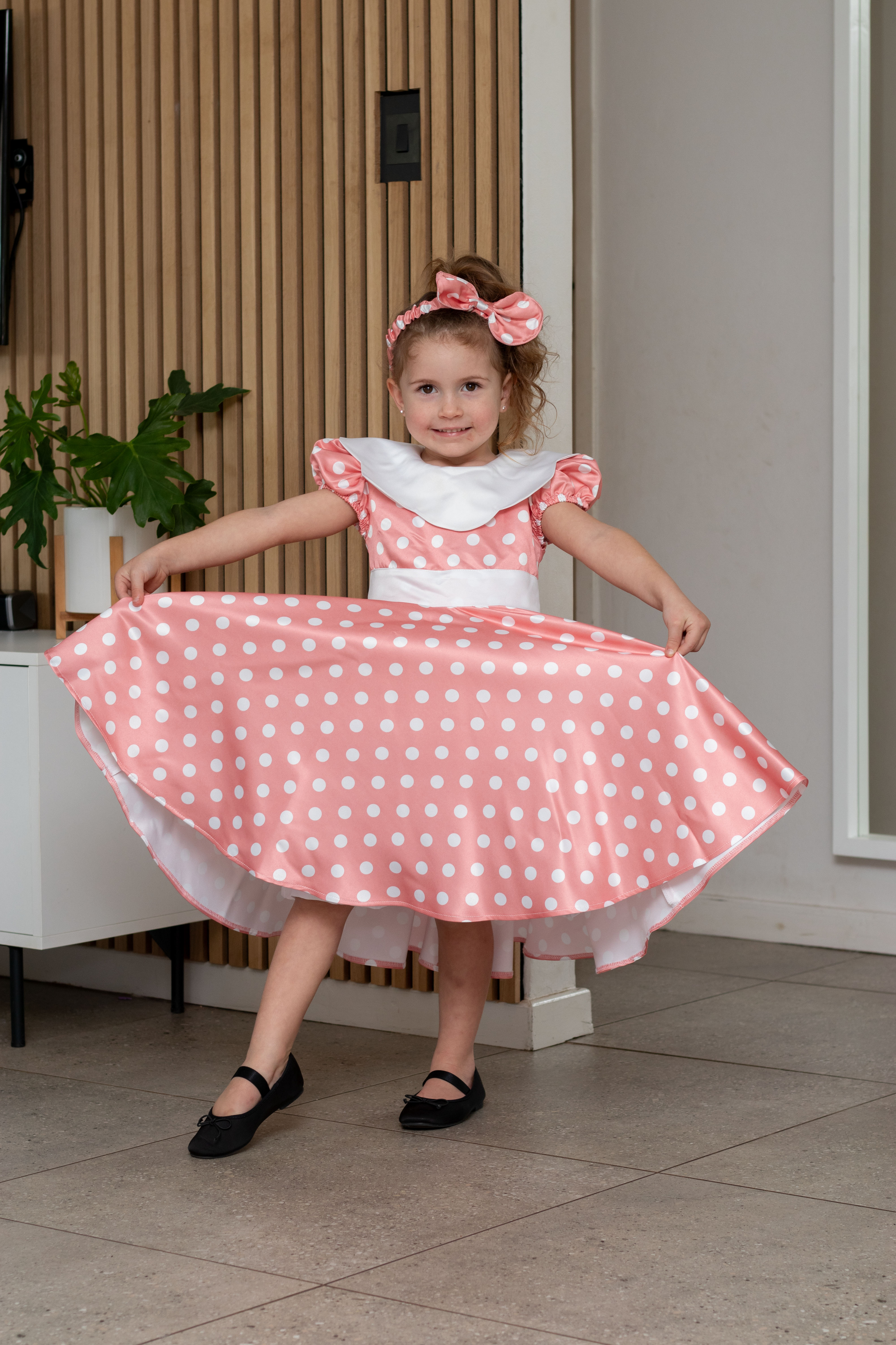 Minnie Mouse Inspired Dress & Headband- Pink