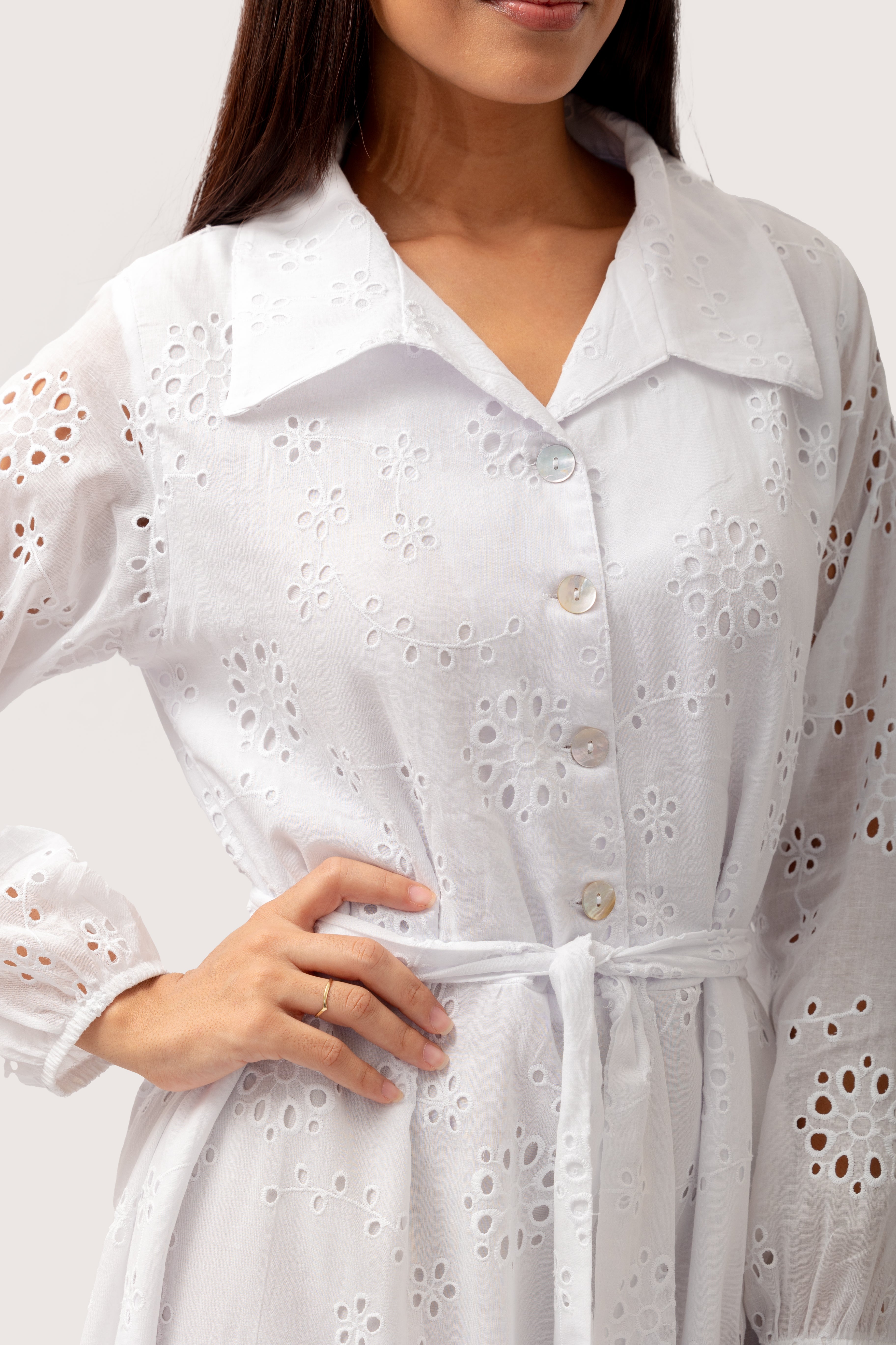 White Anglaise Ladies Dress