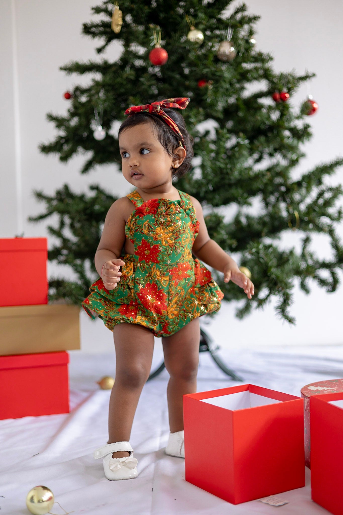Green Mistletoe Frill Romper
