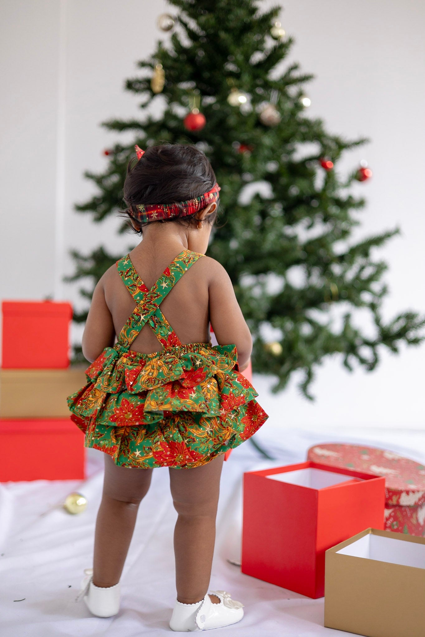 Green Mistletoe Frill Romper