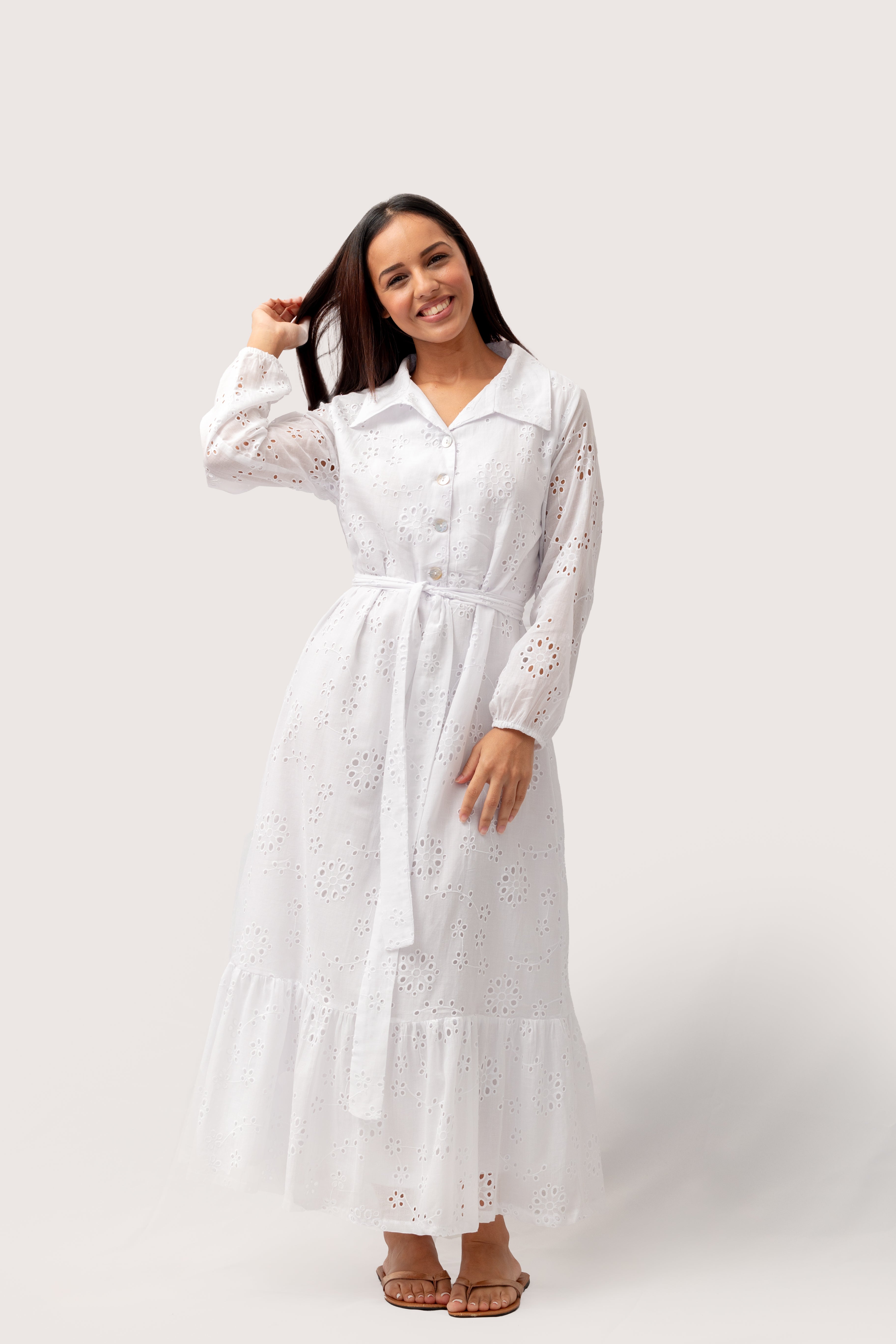 White Anglaise Ladies Dress