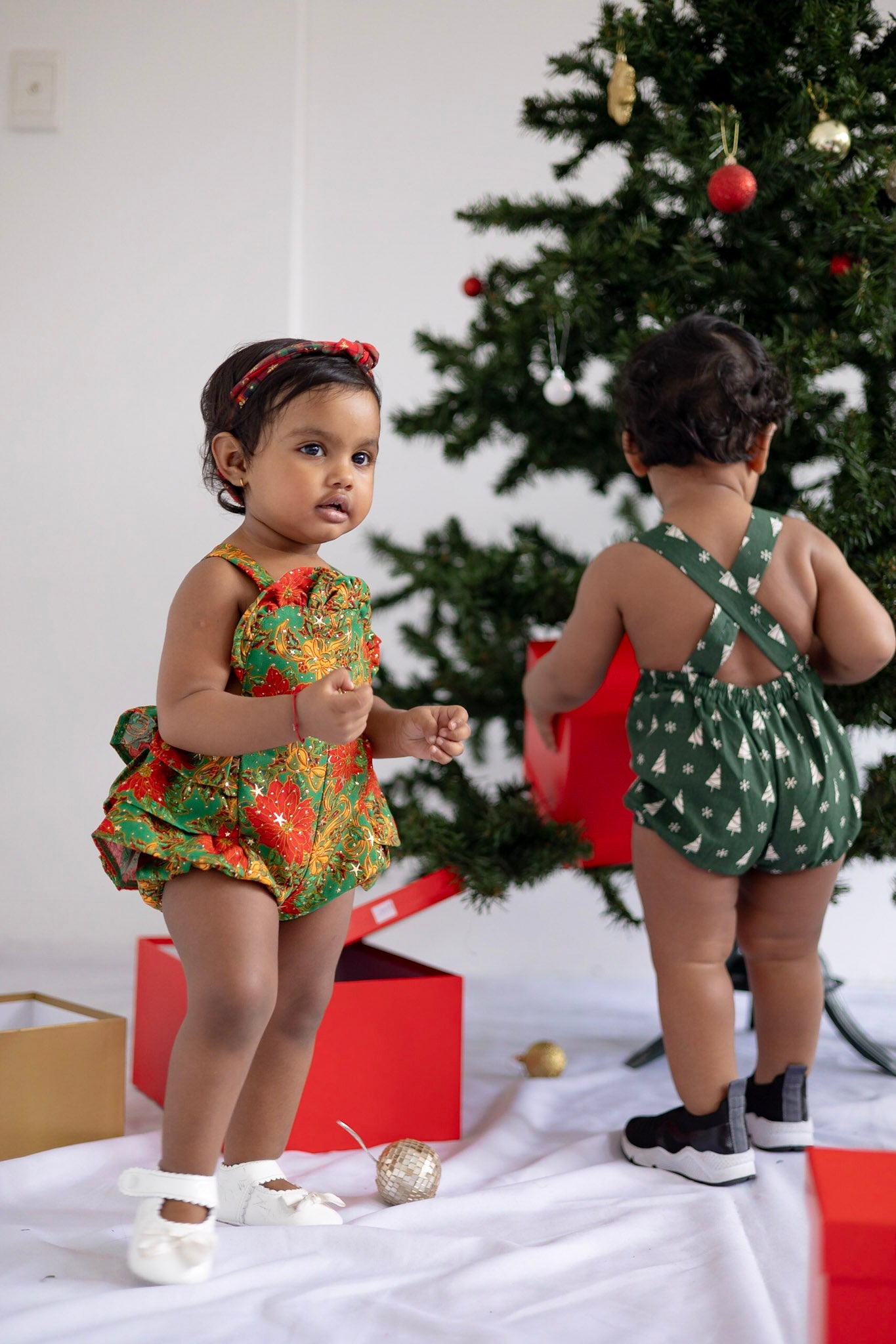Green Mistletoe Frill Romper