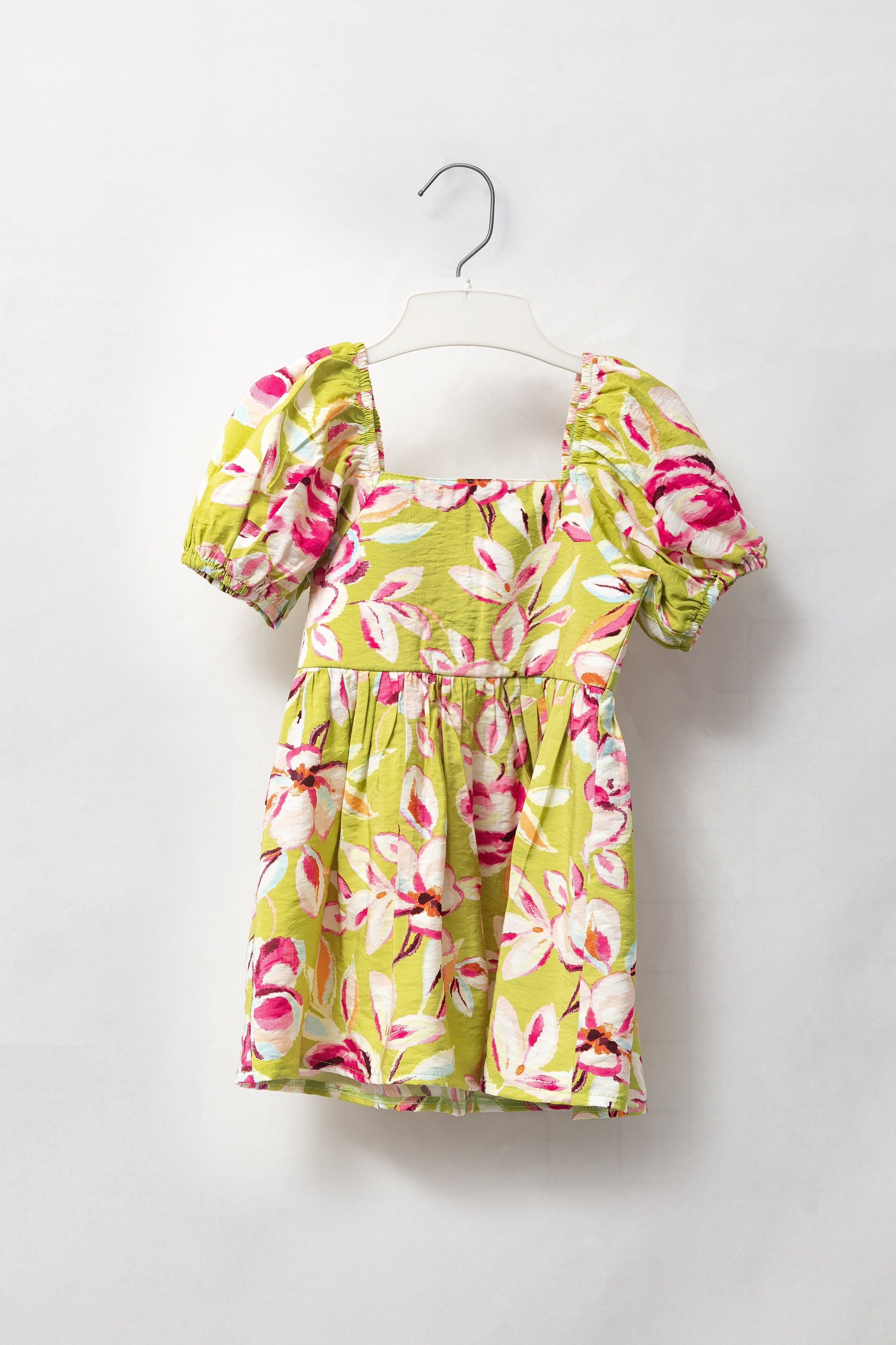 Lime Floral Babydoll Dress
