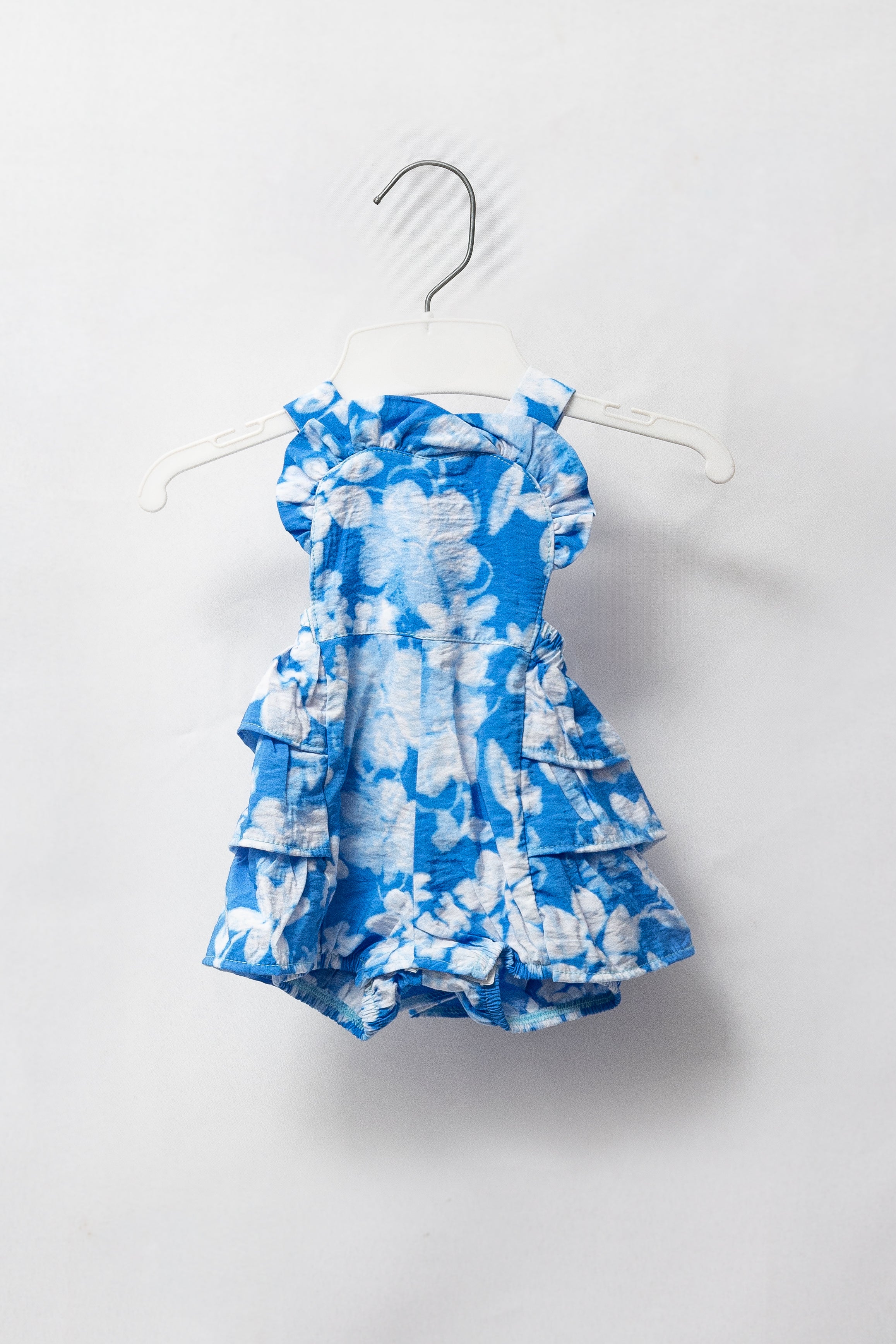 Blue Floral Frill Romper