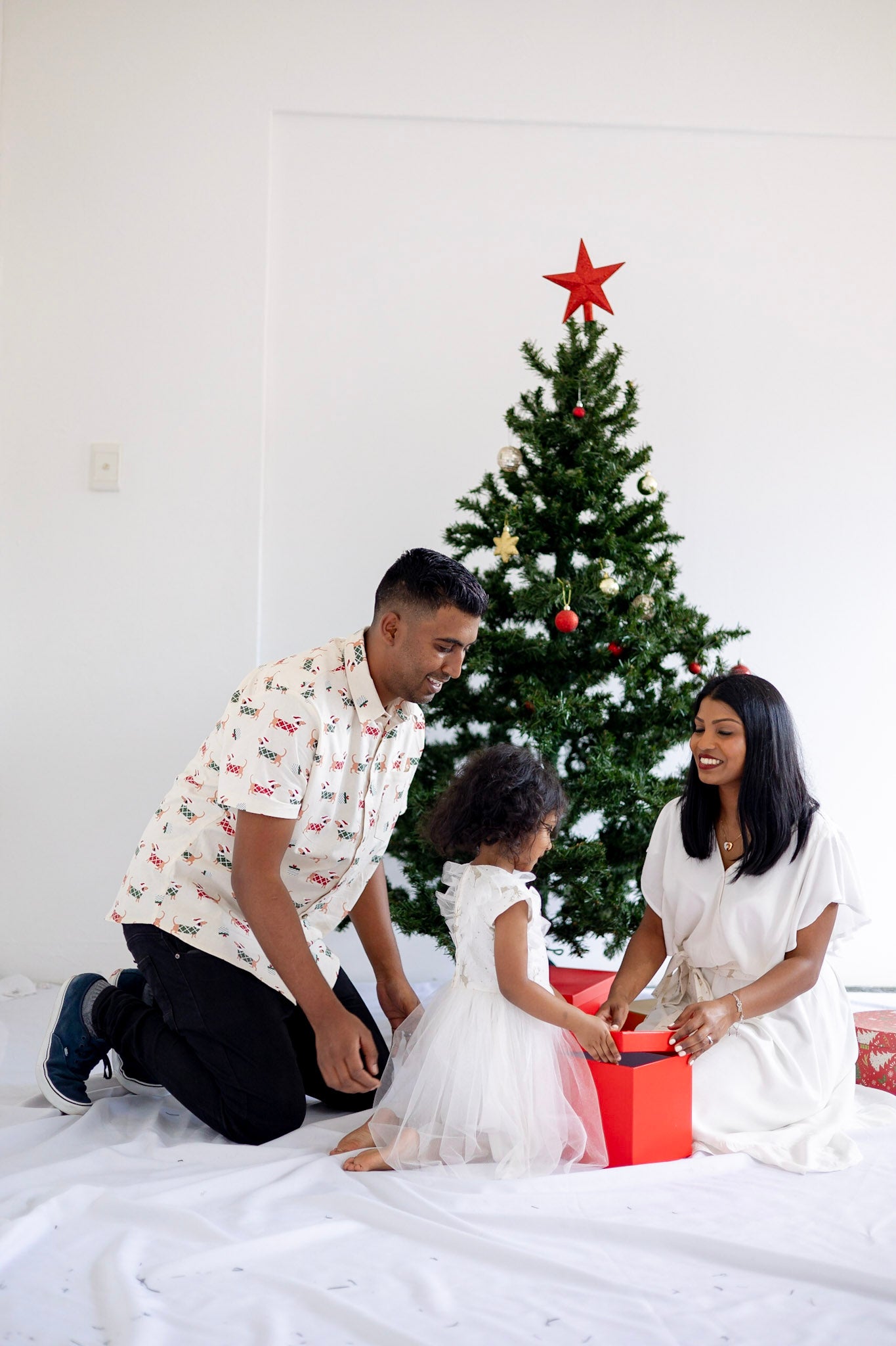 White Reindeer Tulle Dress