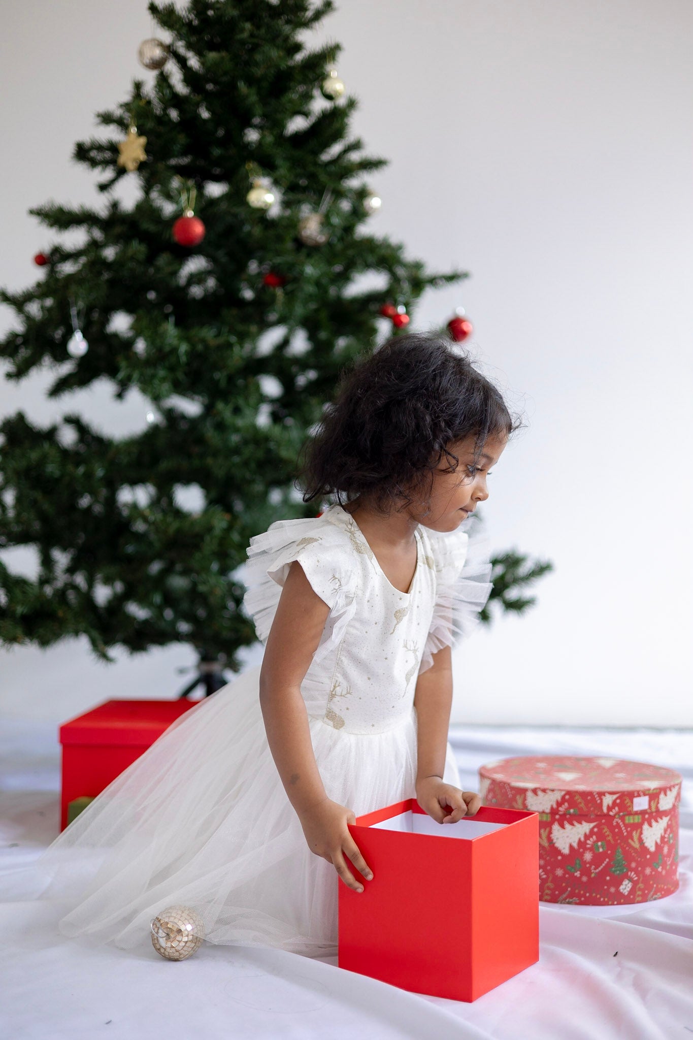 White Reindeer Tulle Dress