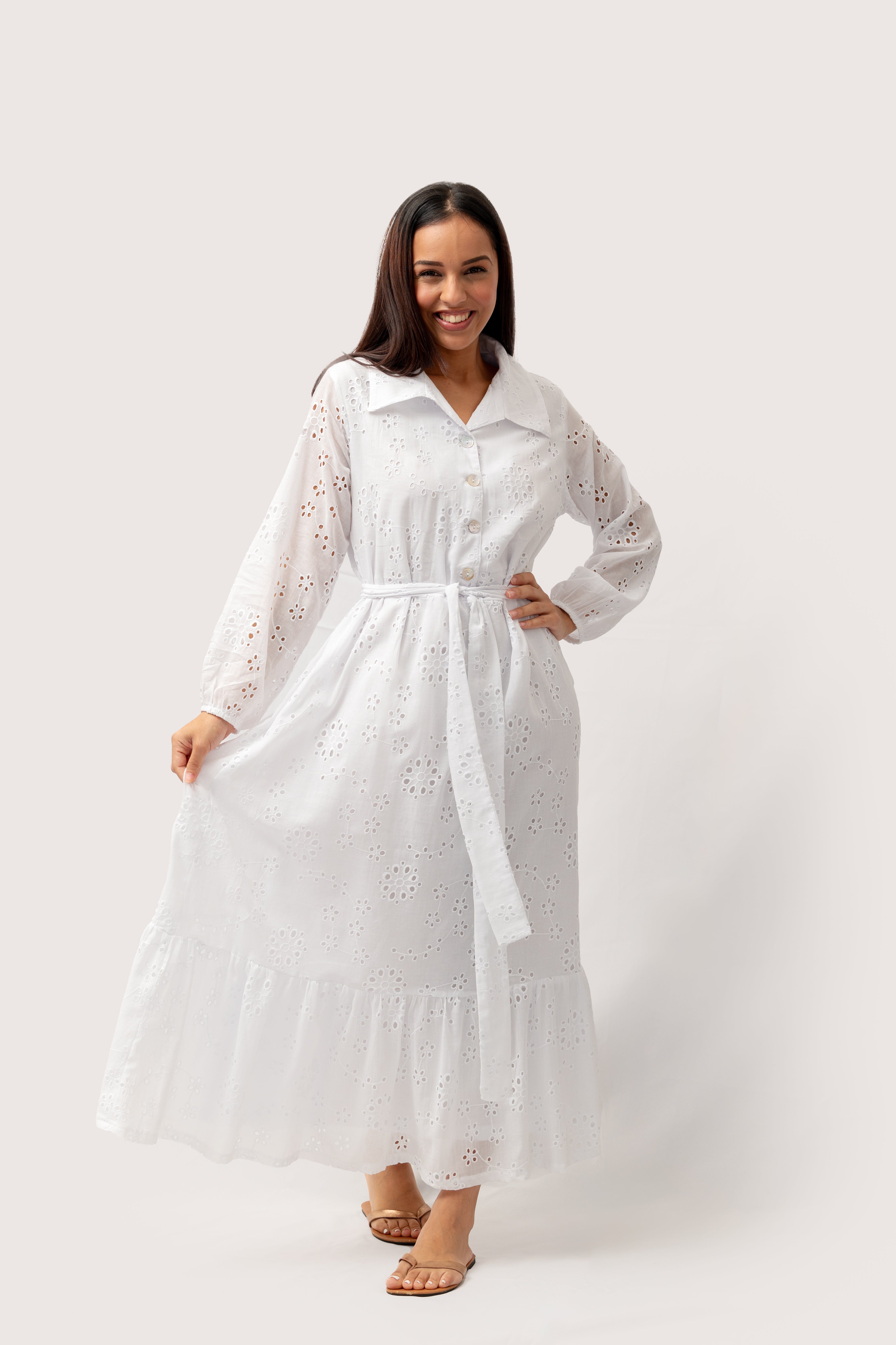 White Anglaise Ladies Dress