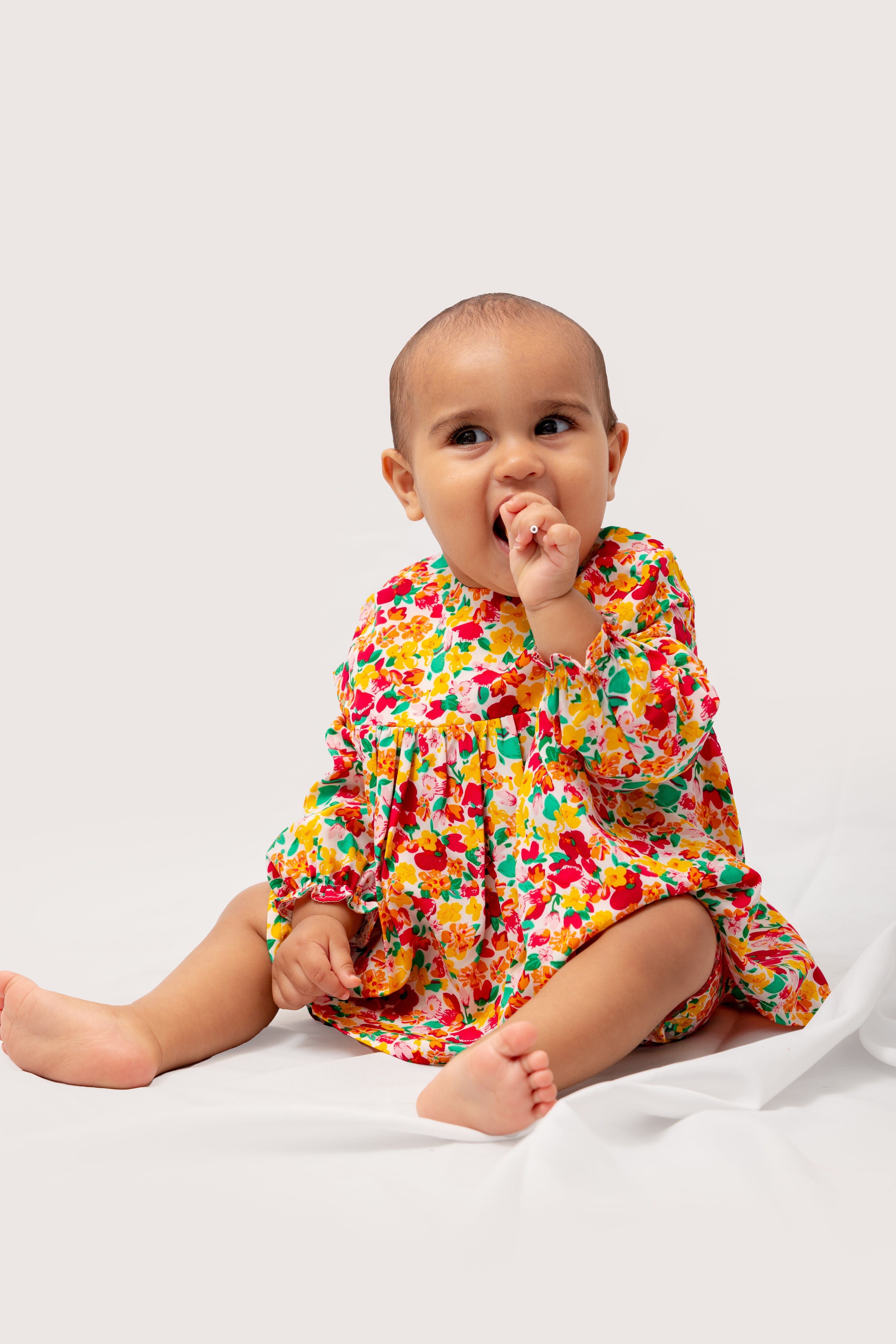 Orange & Red Floral Top & Bloomer Set (Long Sleeve)