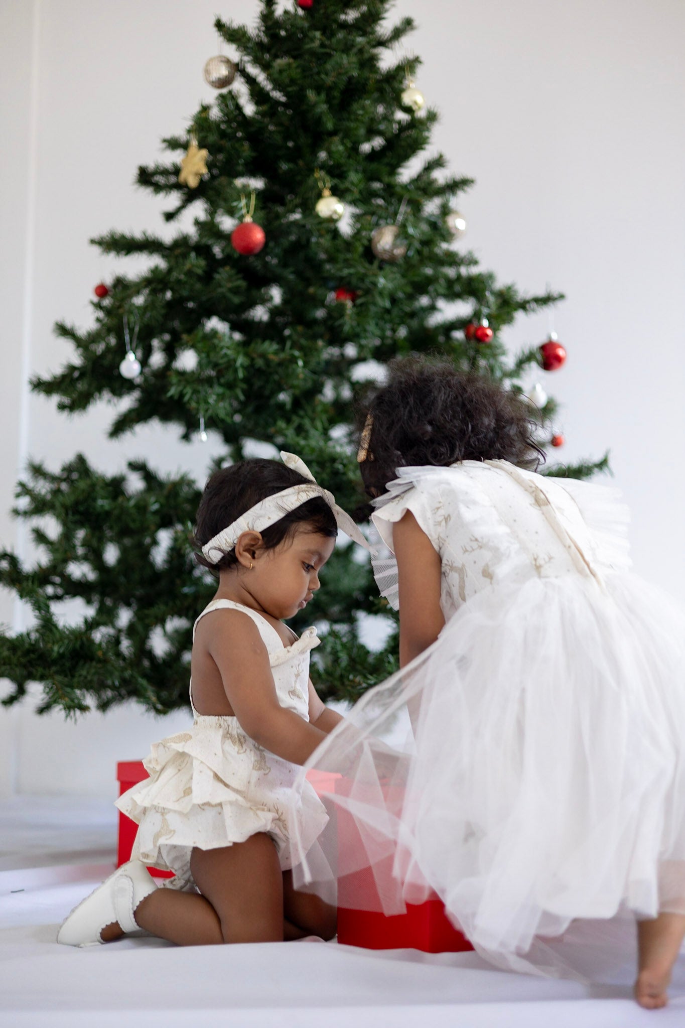 White Reindeer Frill Romper