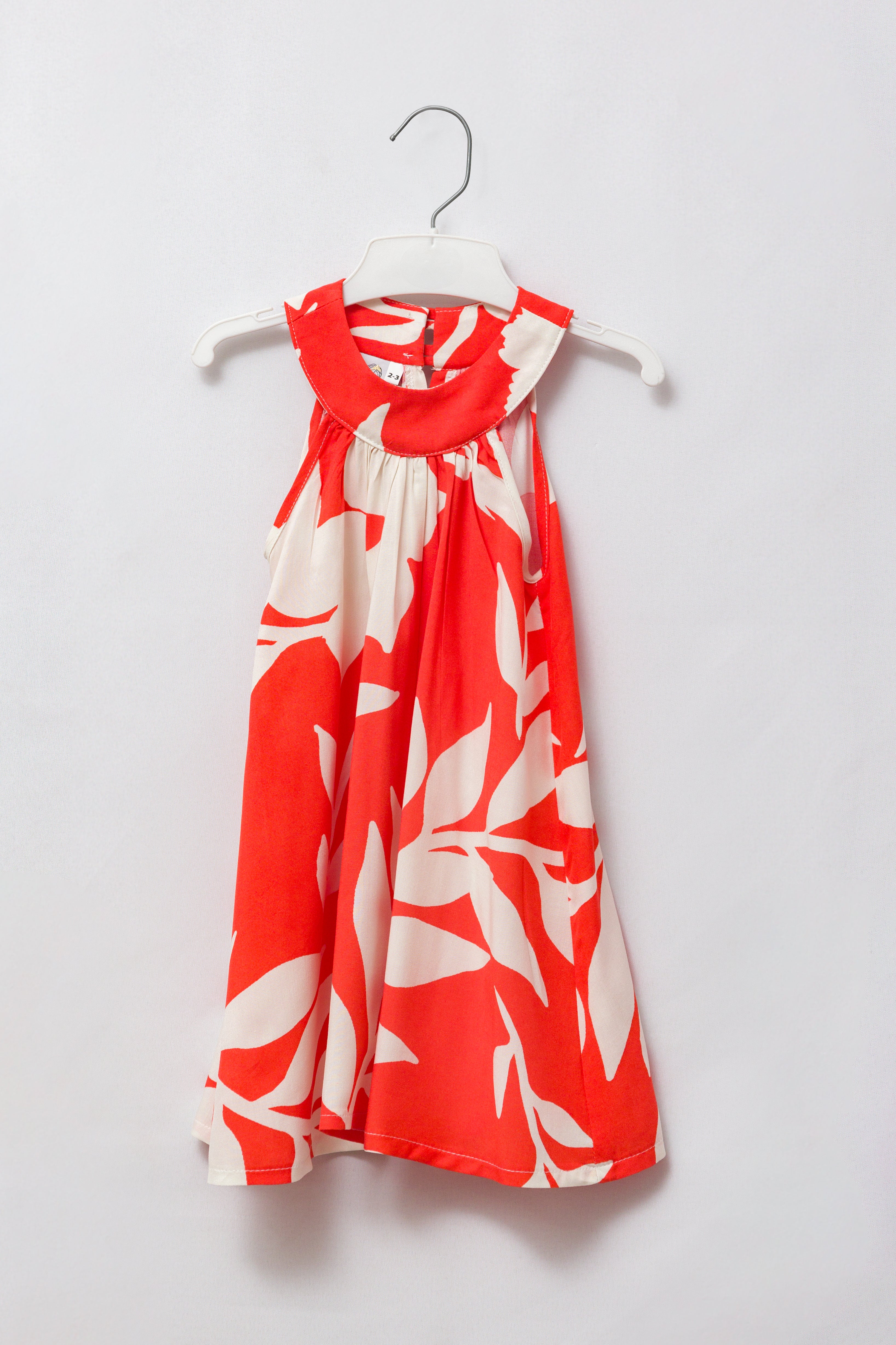 Orange & White Floral Horseshoe Dress