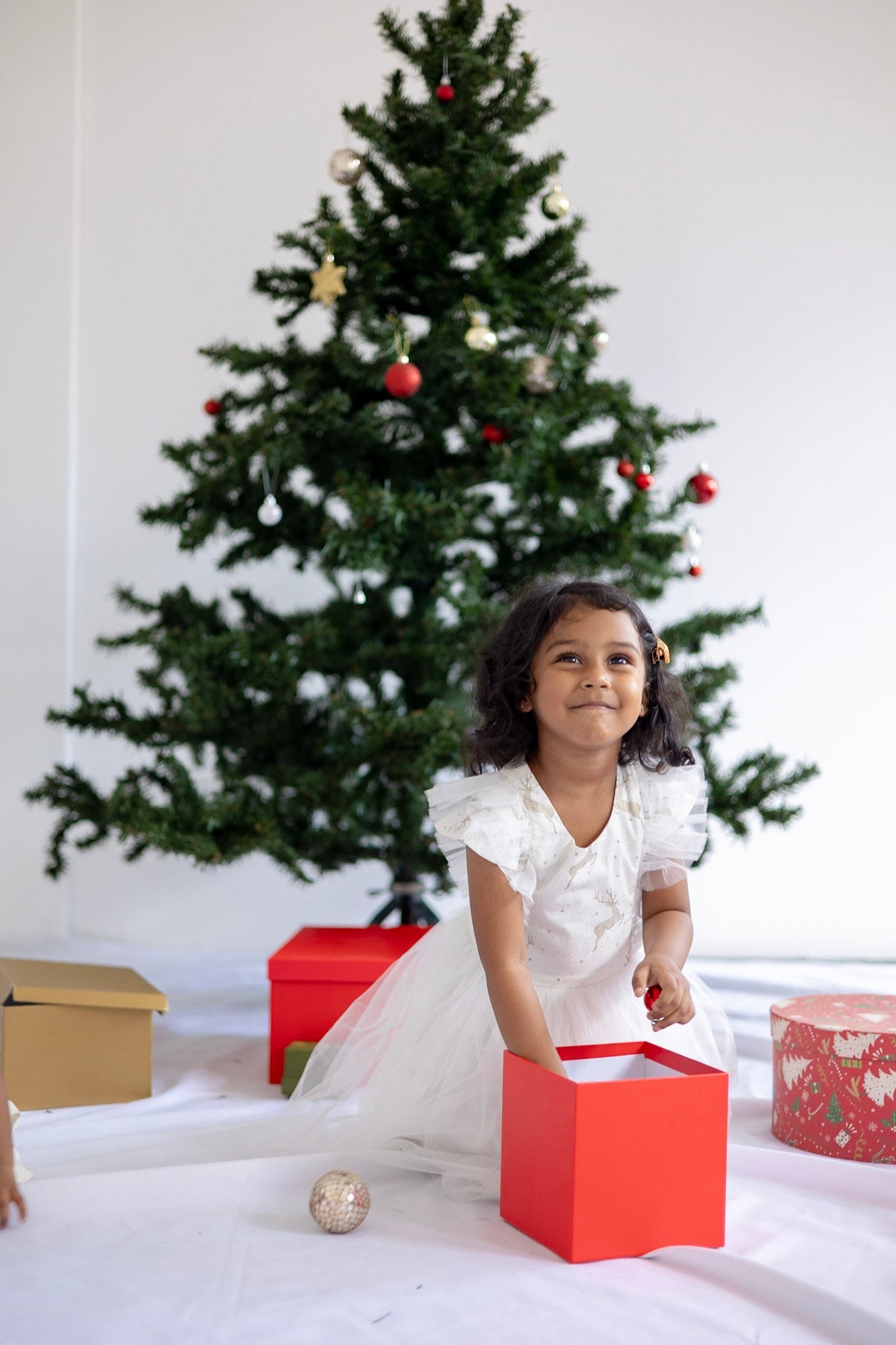 White Reindeer Tulle Dress