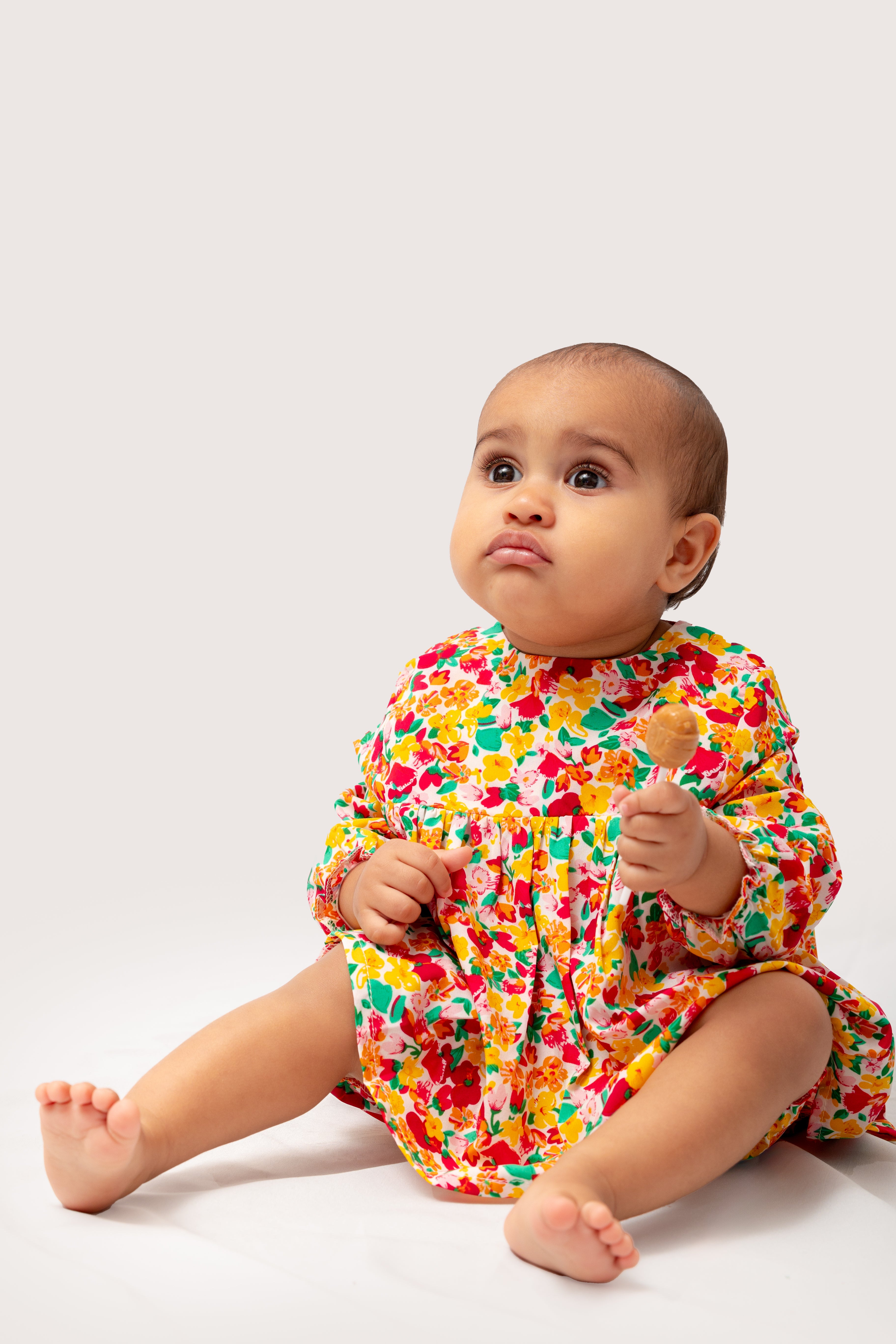 Orange & Red Floral Top & Bloomer Set (Long Sleeve)