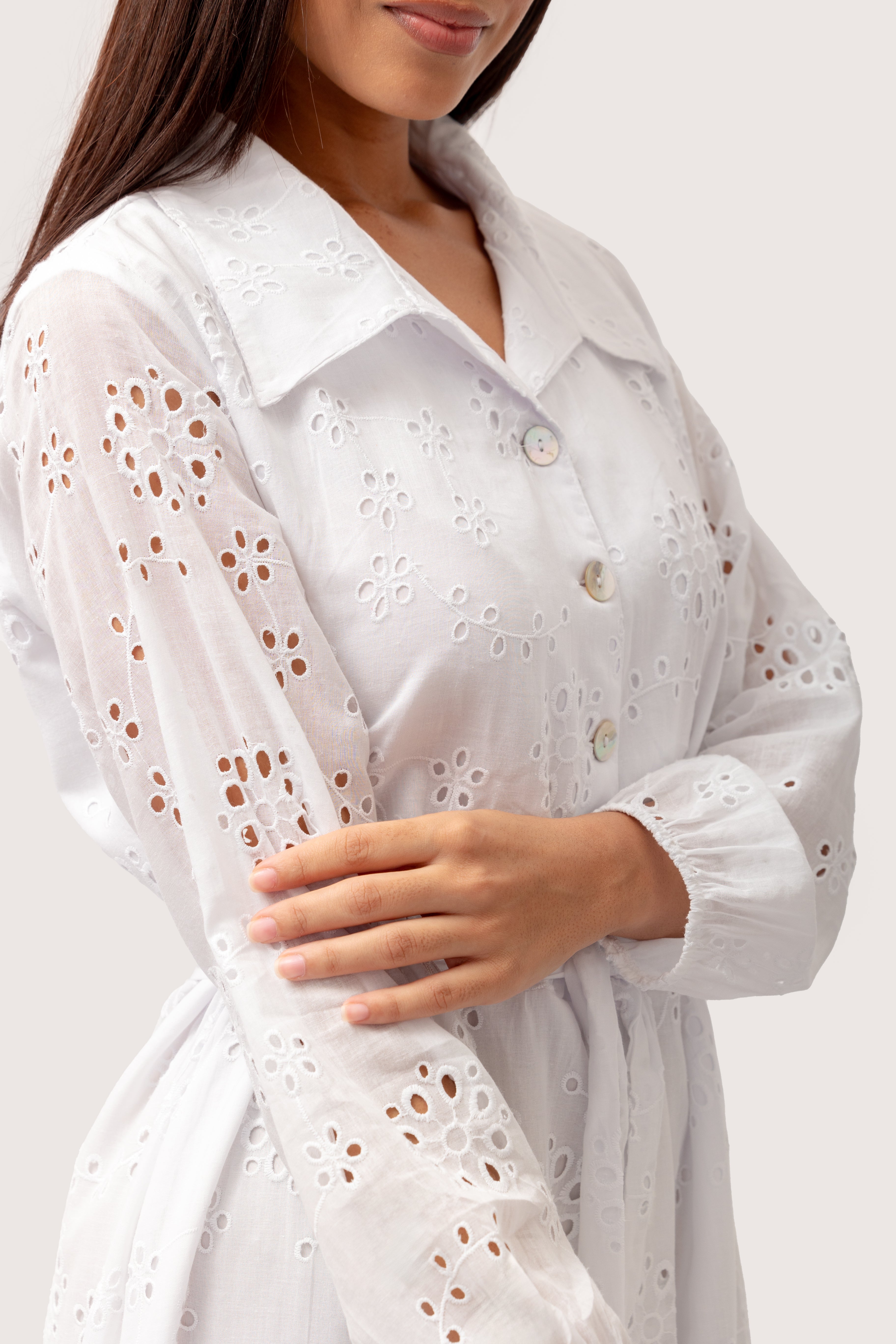 White Anglaise Ladies Dress