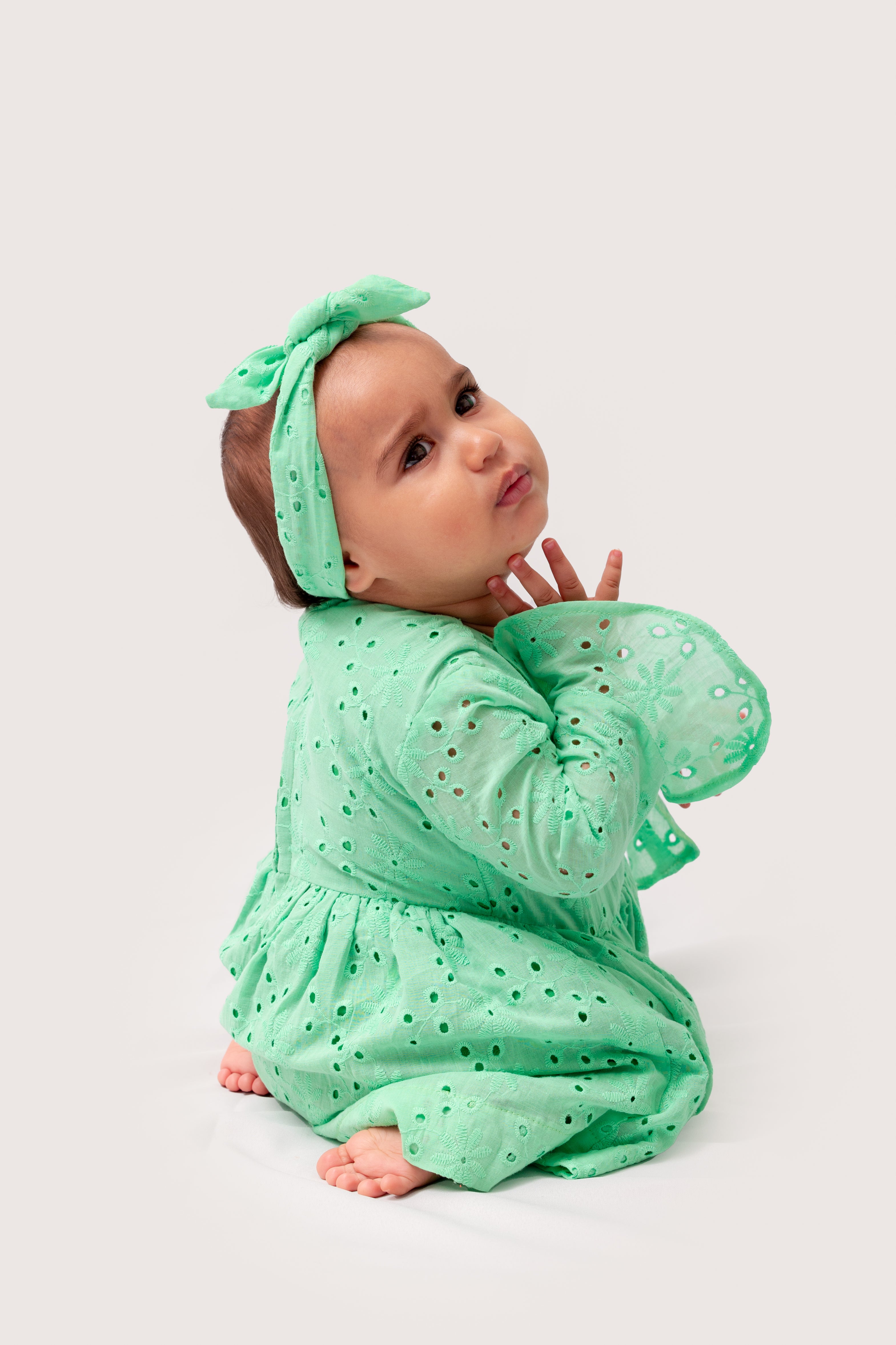 Green Anglaise Dress (Long sleeve)