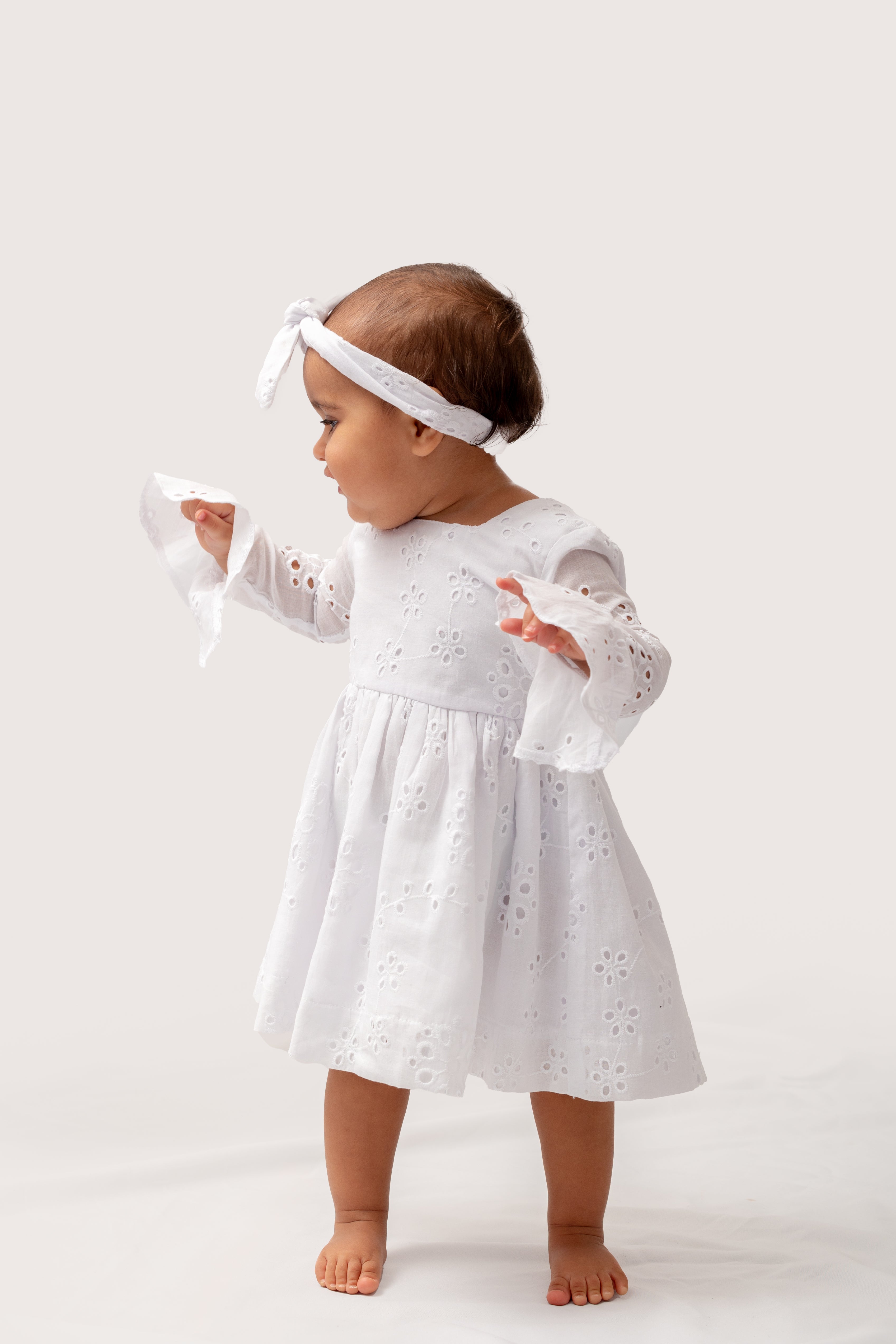 White Anglaise Dress (Long sleeve)