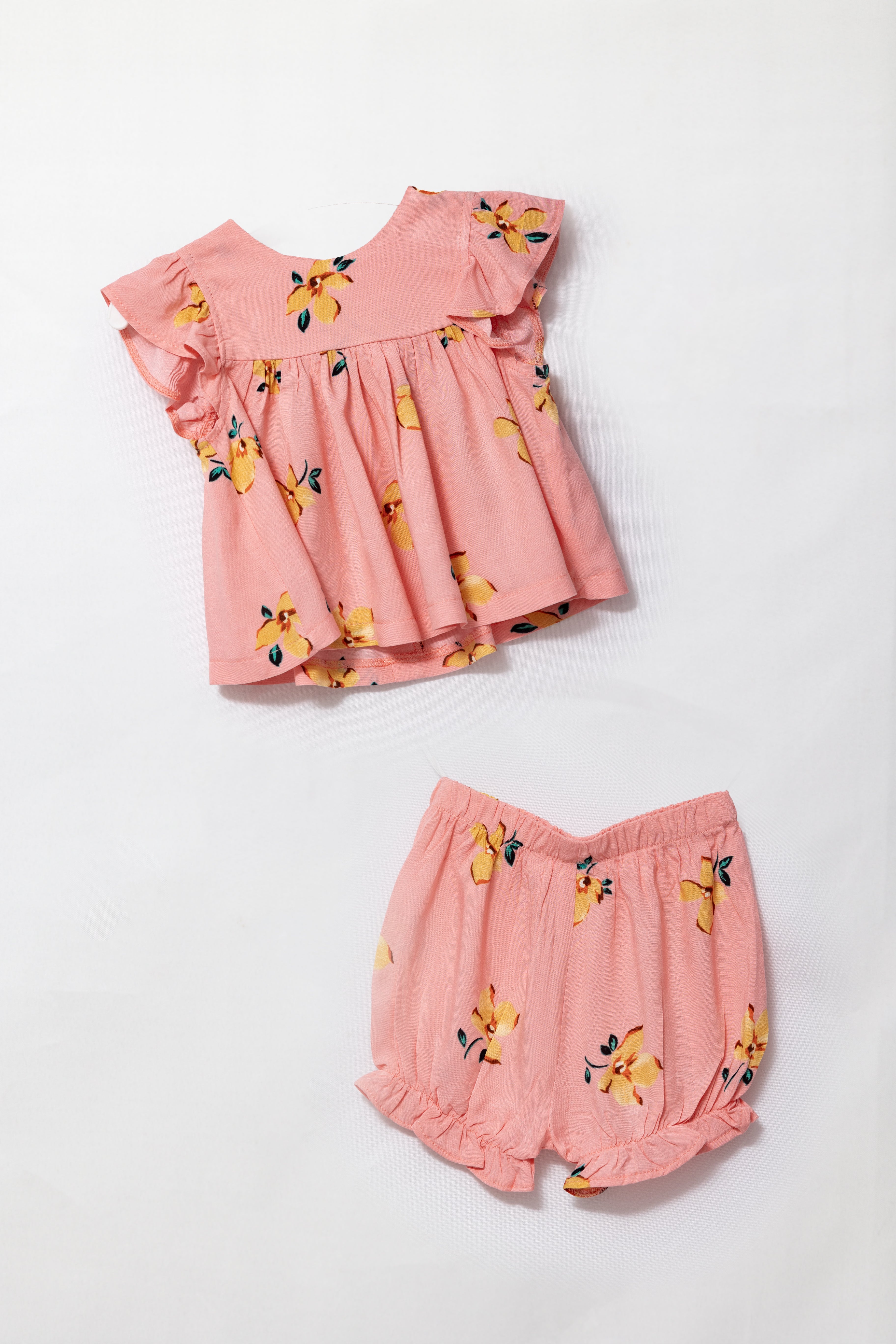 Pastel Pink Floral Top & Bloomer Set
