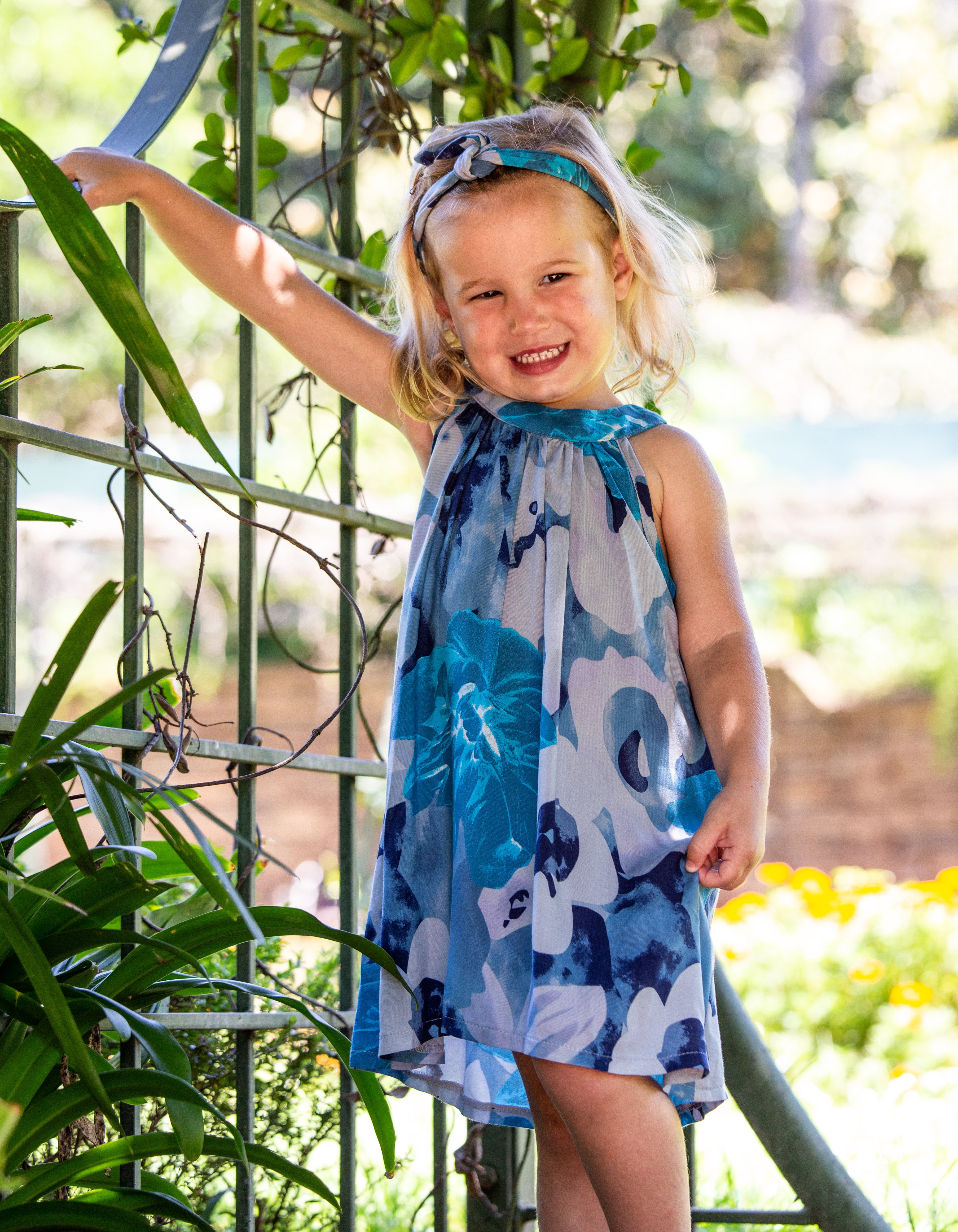 Abstract Blue Horseshoe Dress