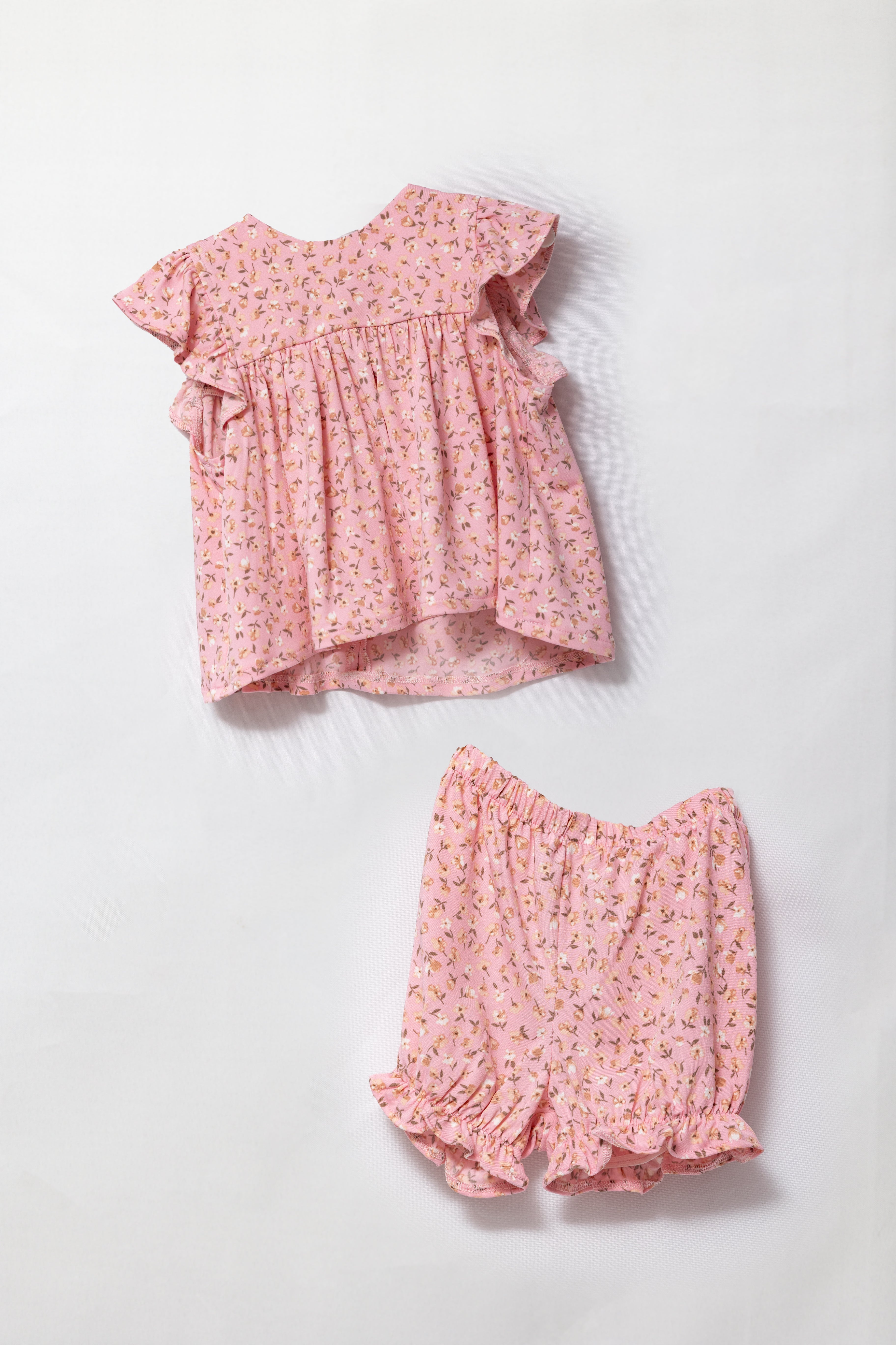Pastel Pink Mini Floral Top & Bloomer Set