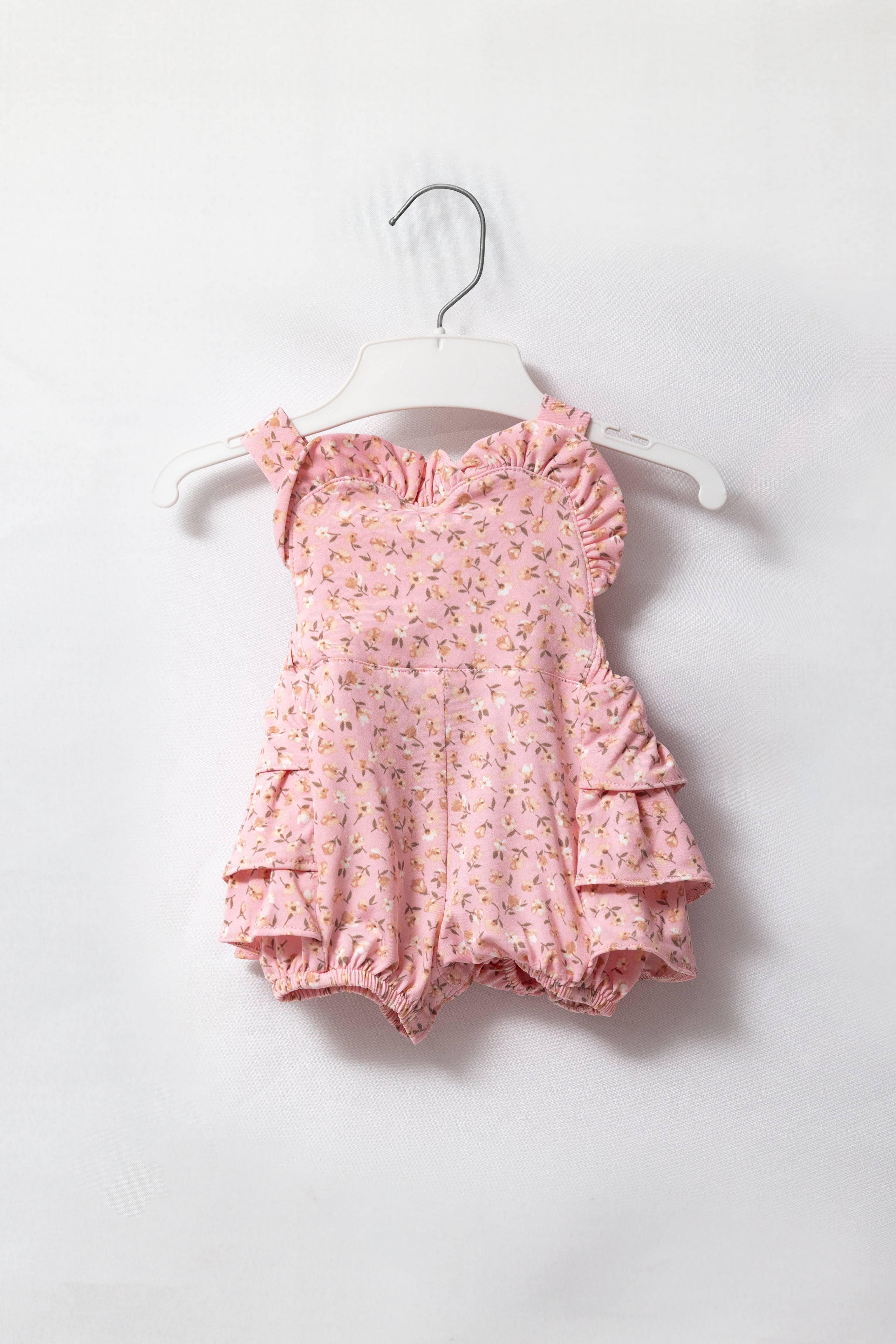 Pastel Pink Mini Floral Frill Romper