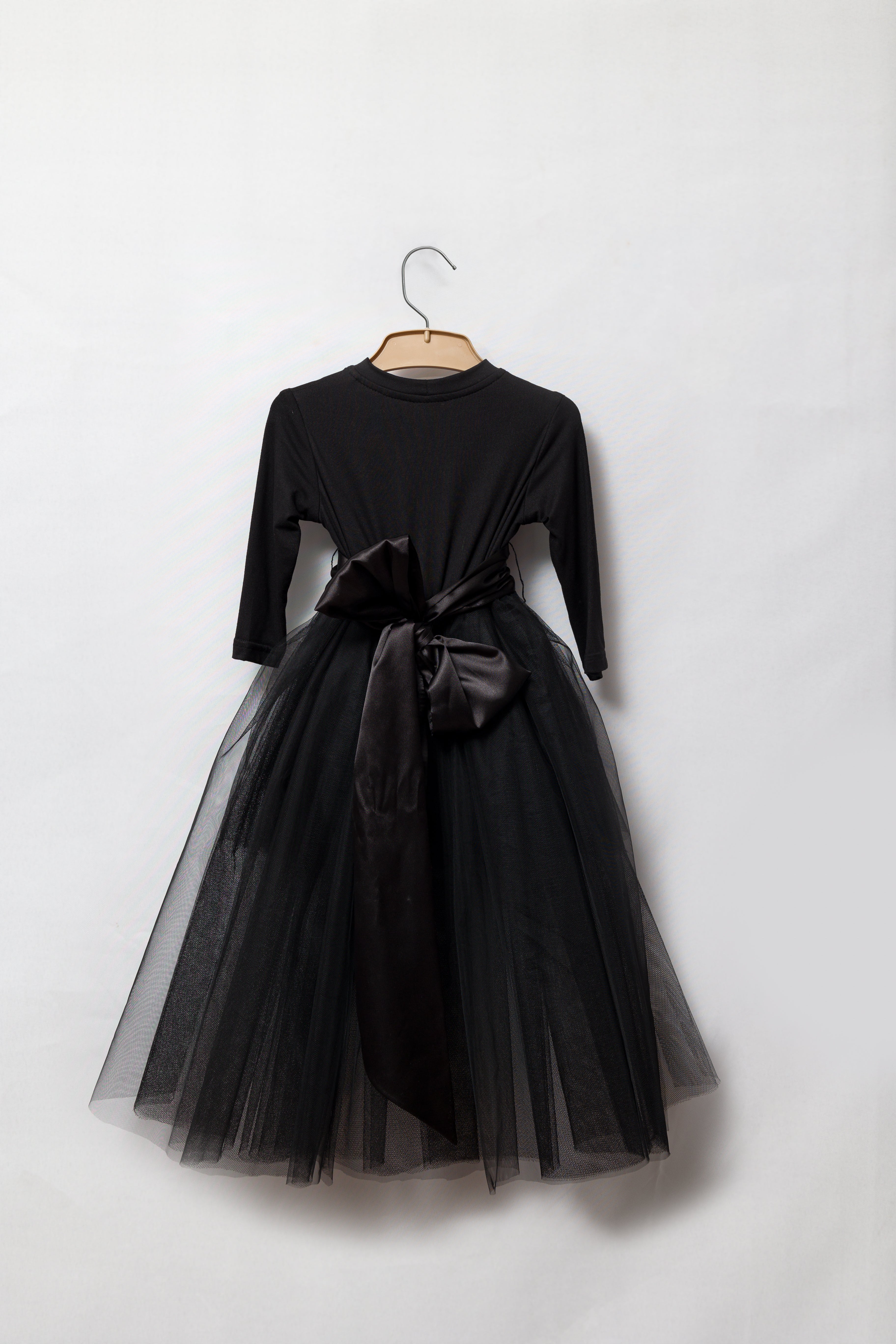 Long Sleeve Black Tulle Dress