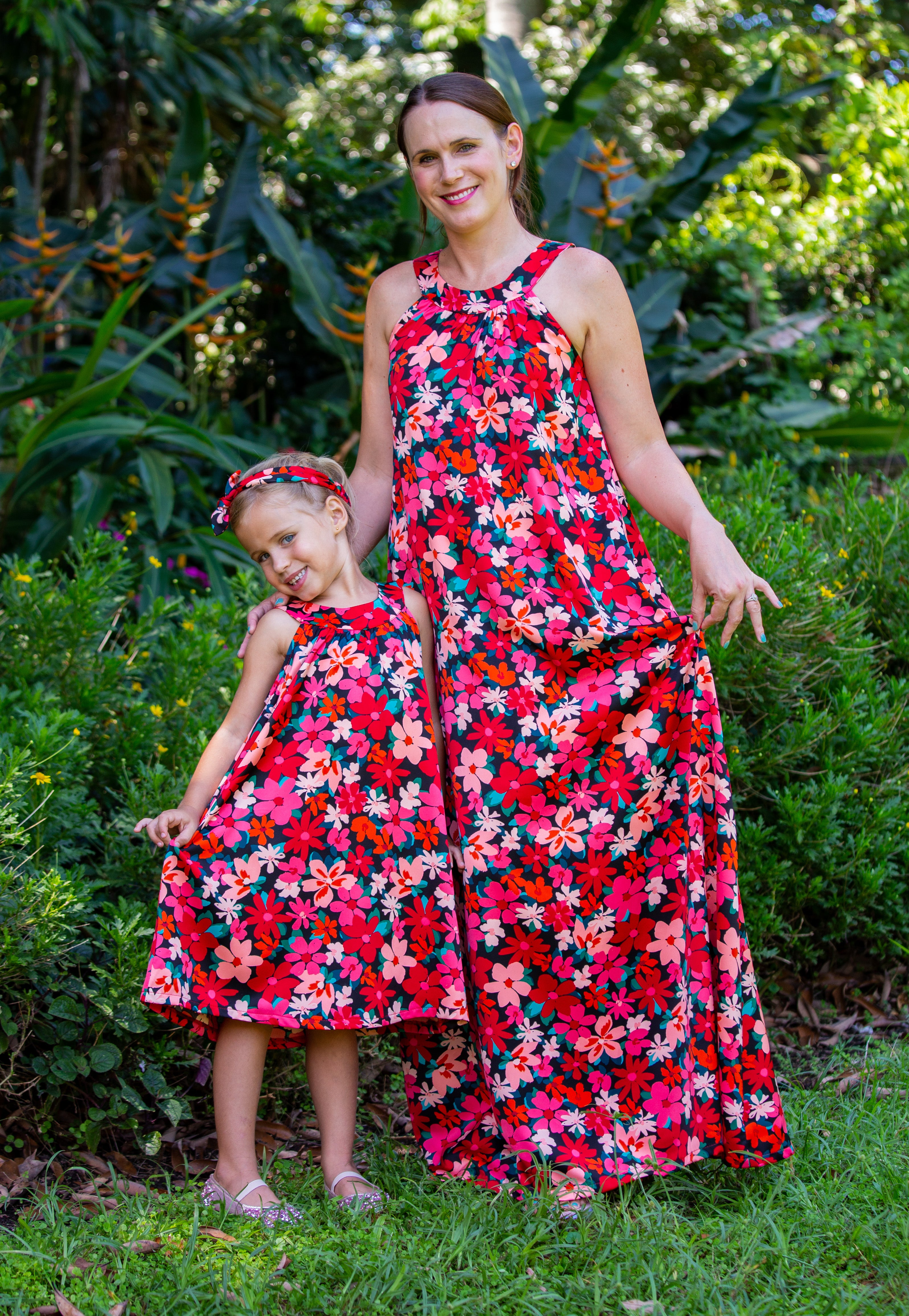 Red Floral Horseshoe Ladies Dress