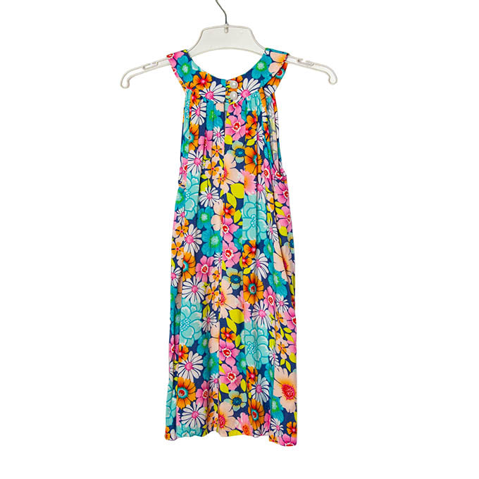 Blue Floral Horseshoe Dress