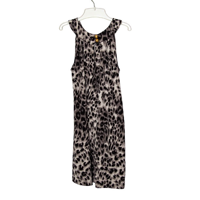 Grey Leopard Print Horseshoe Dress