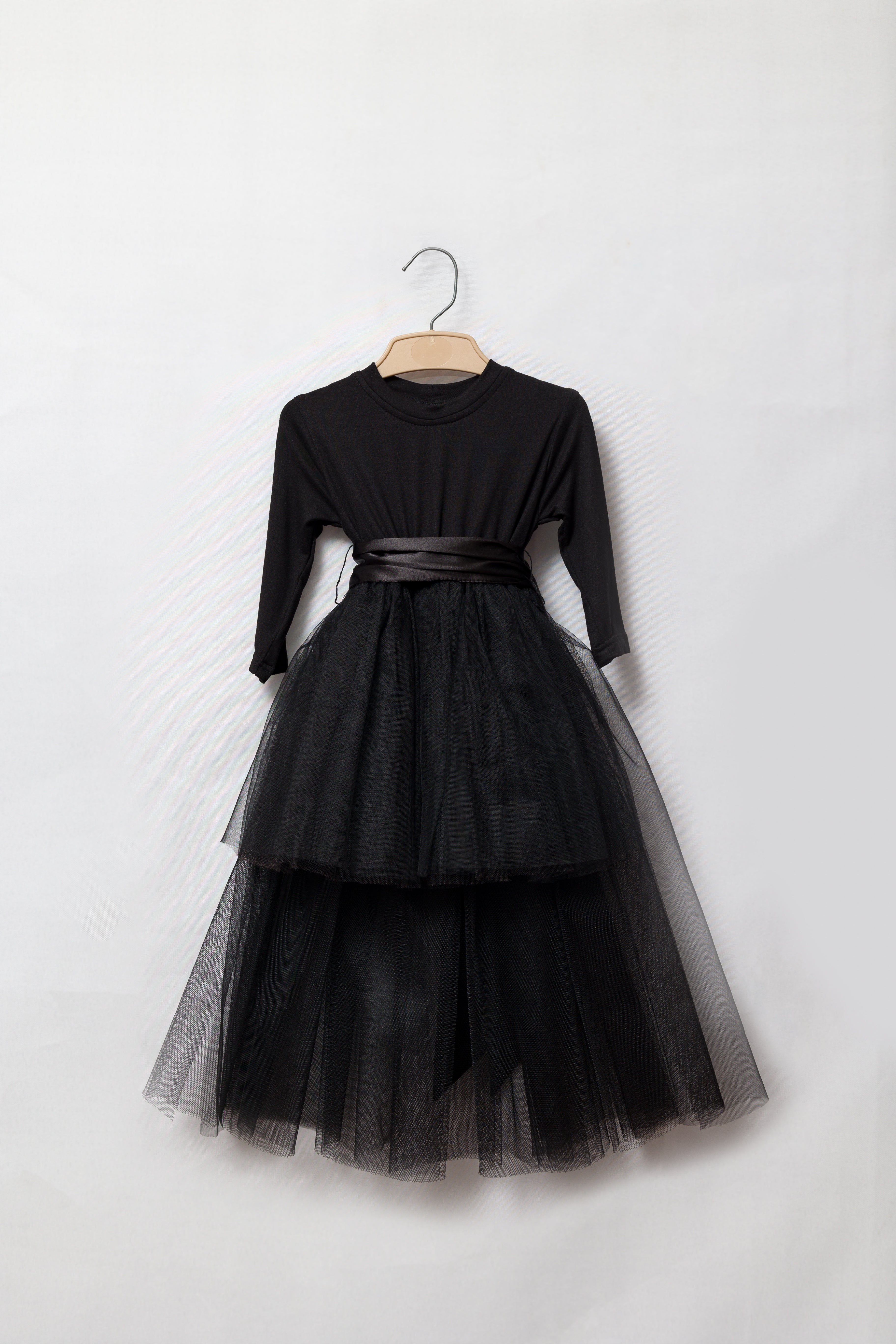 Long Sleeve Black Tulle Dress