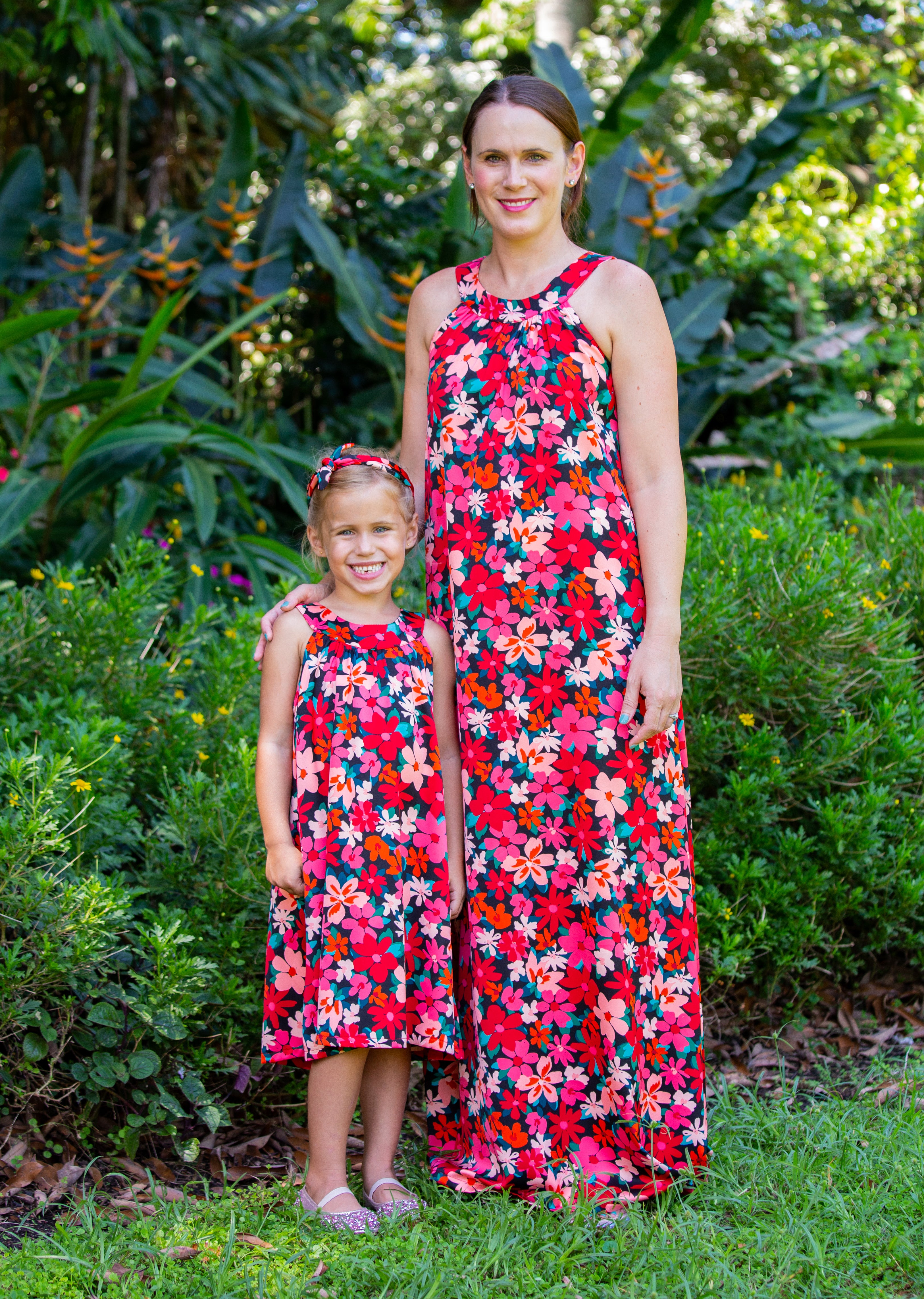 Red Floral Horseshoe Ladies Dress