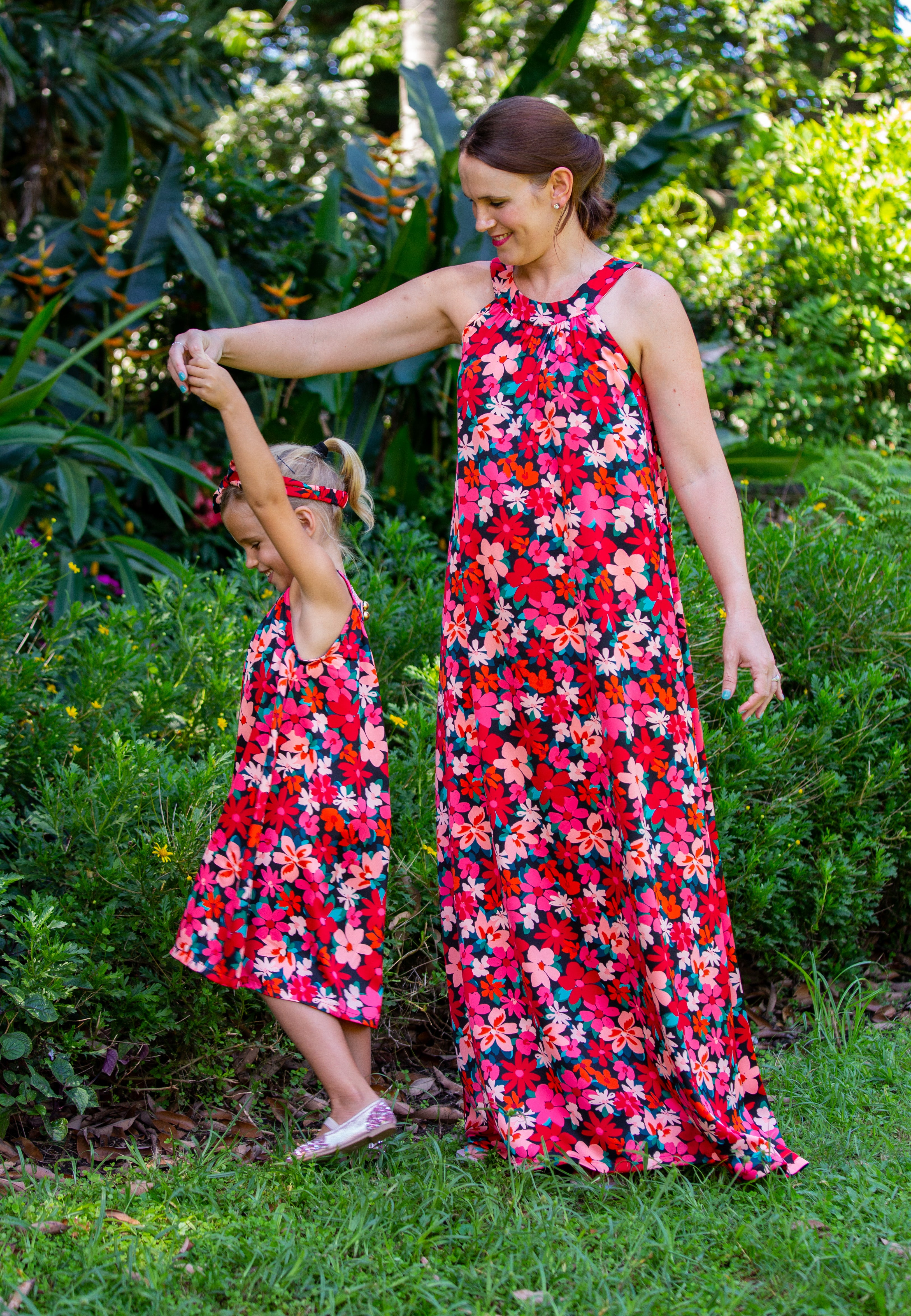 Red Floral Horseshoe Ladies Dress
