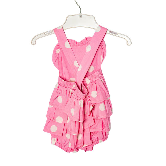 Pink Polkadot Frill Romper