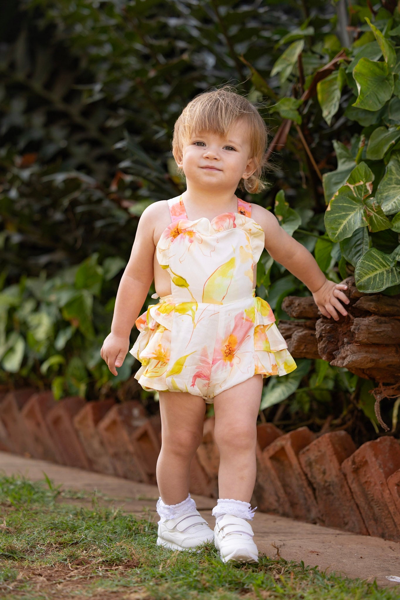 Stella Romper- Green & Pink Floral