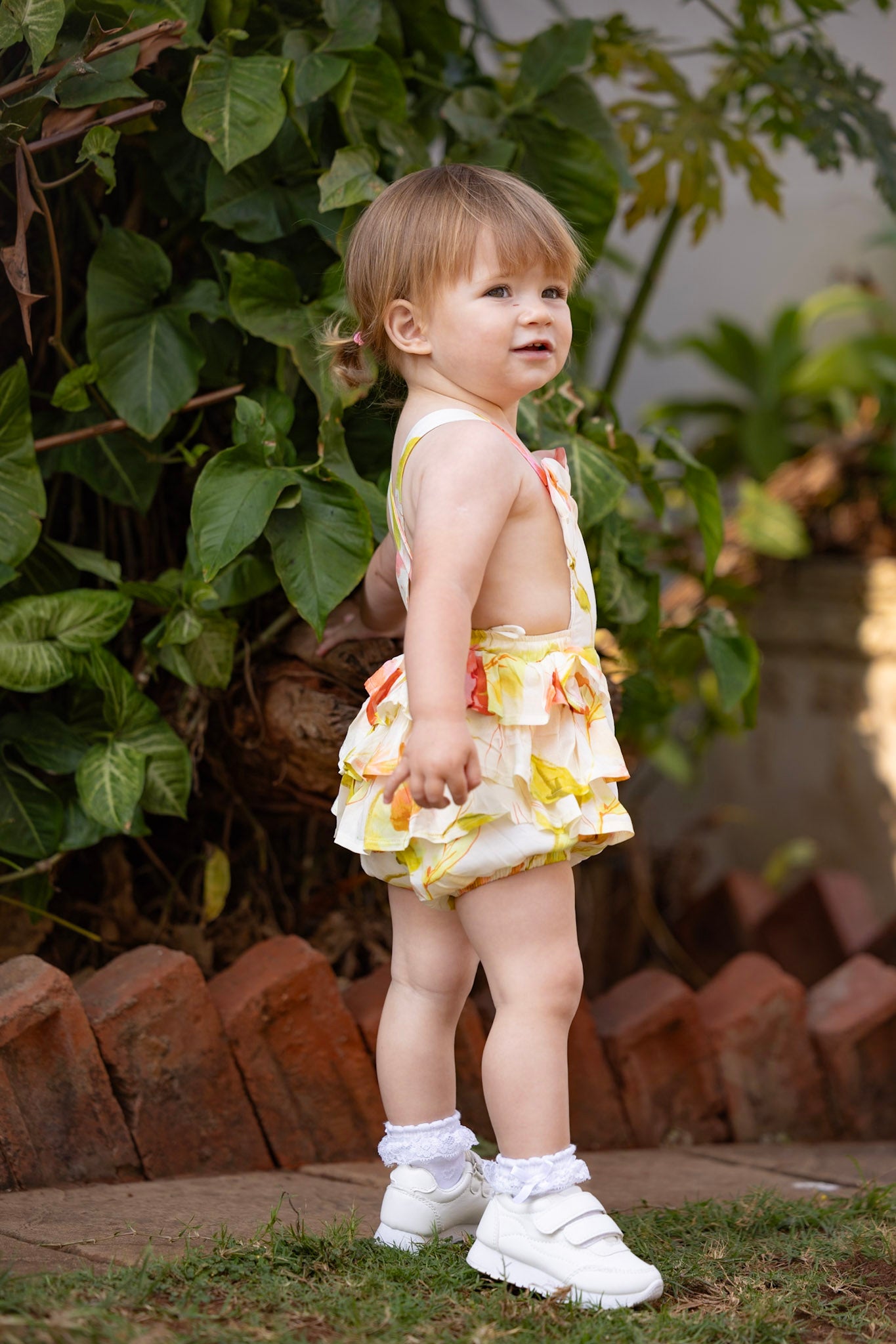 Stella Romper- Green & Pink Floral