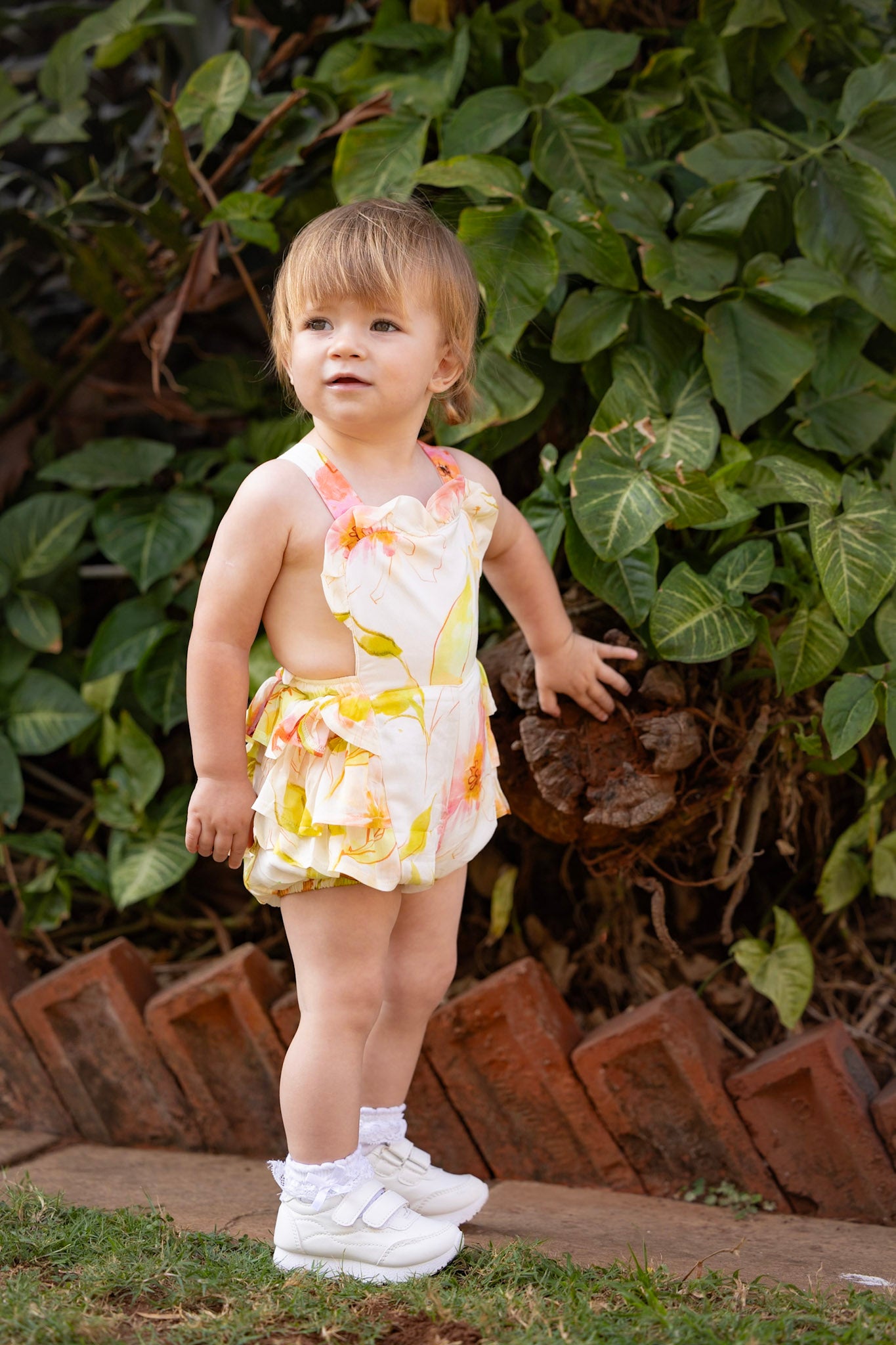 Stella Romper- Green & Pink Floral