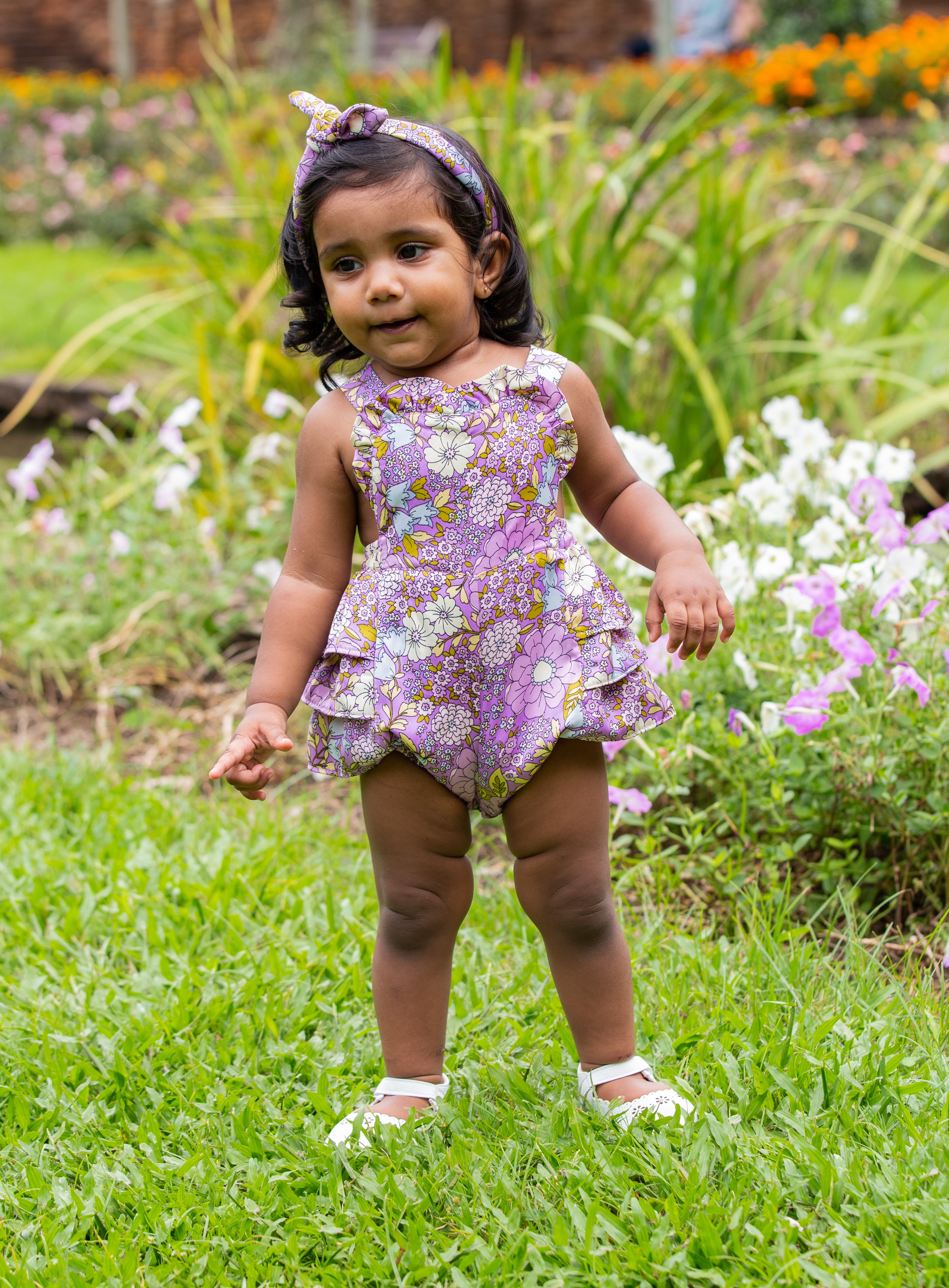 Lilac Floral Frill Romper