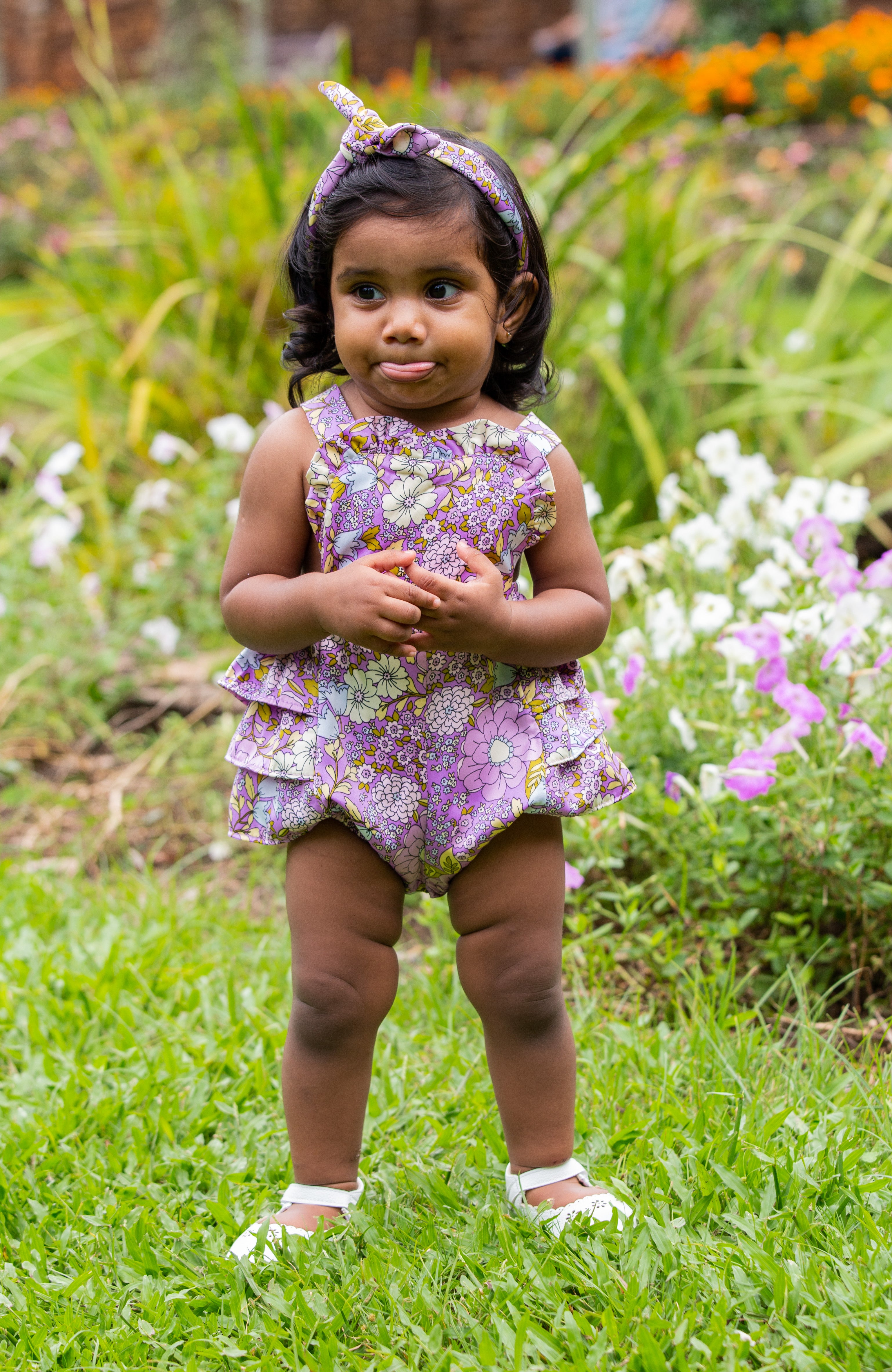 Lilac Floral Frill Romper