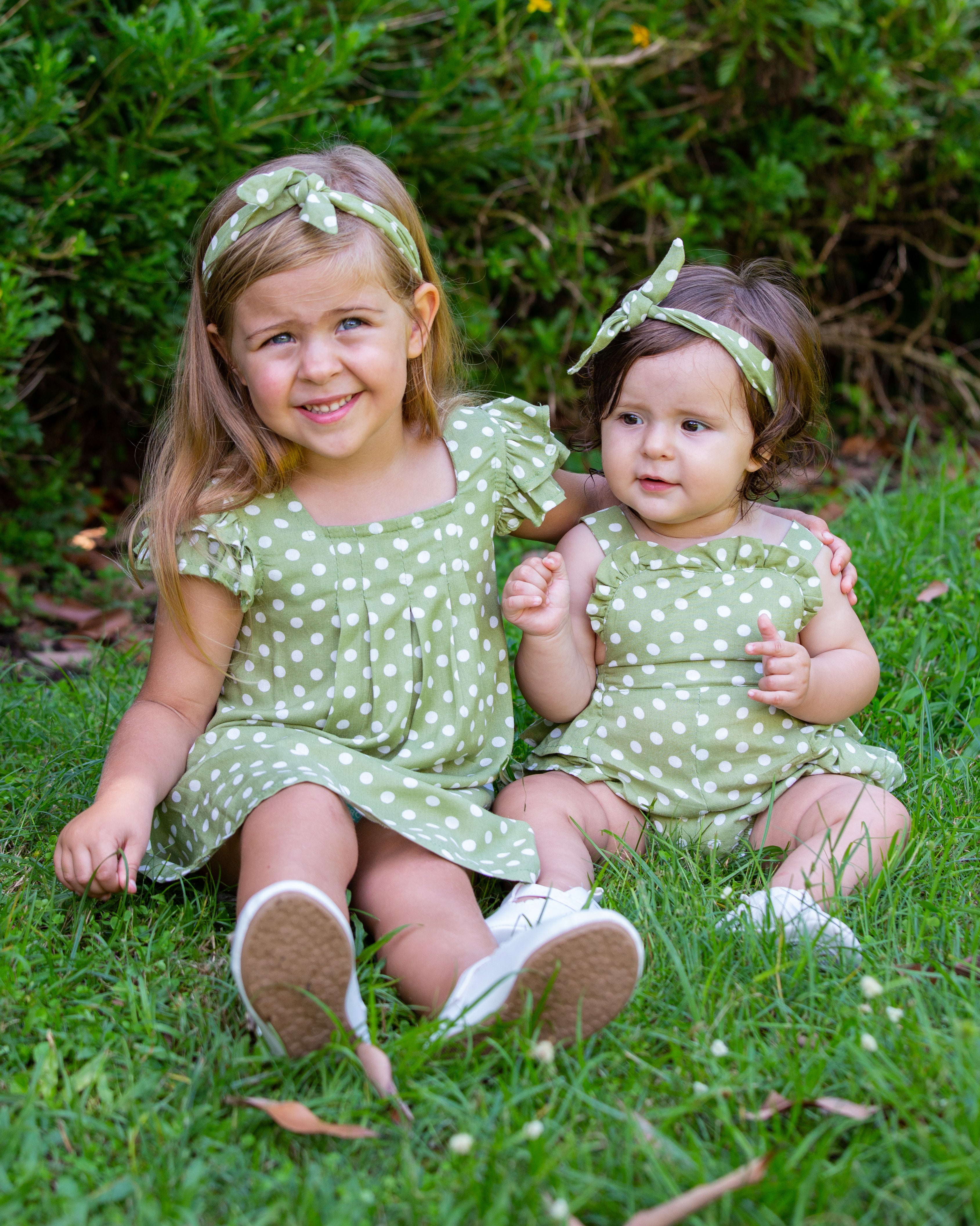 Green Polkadot Frill Romper