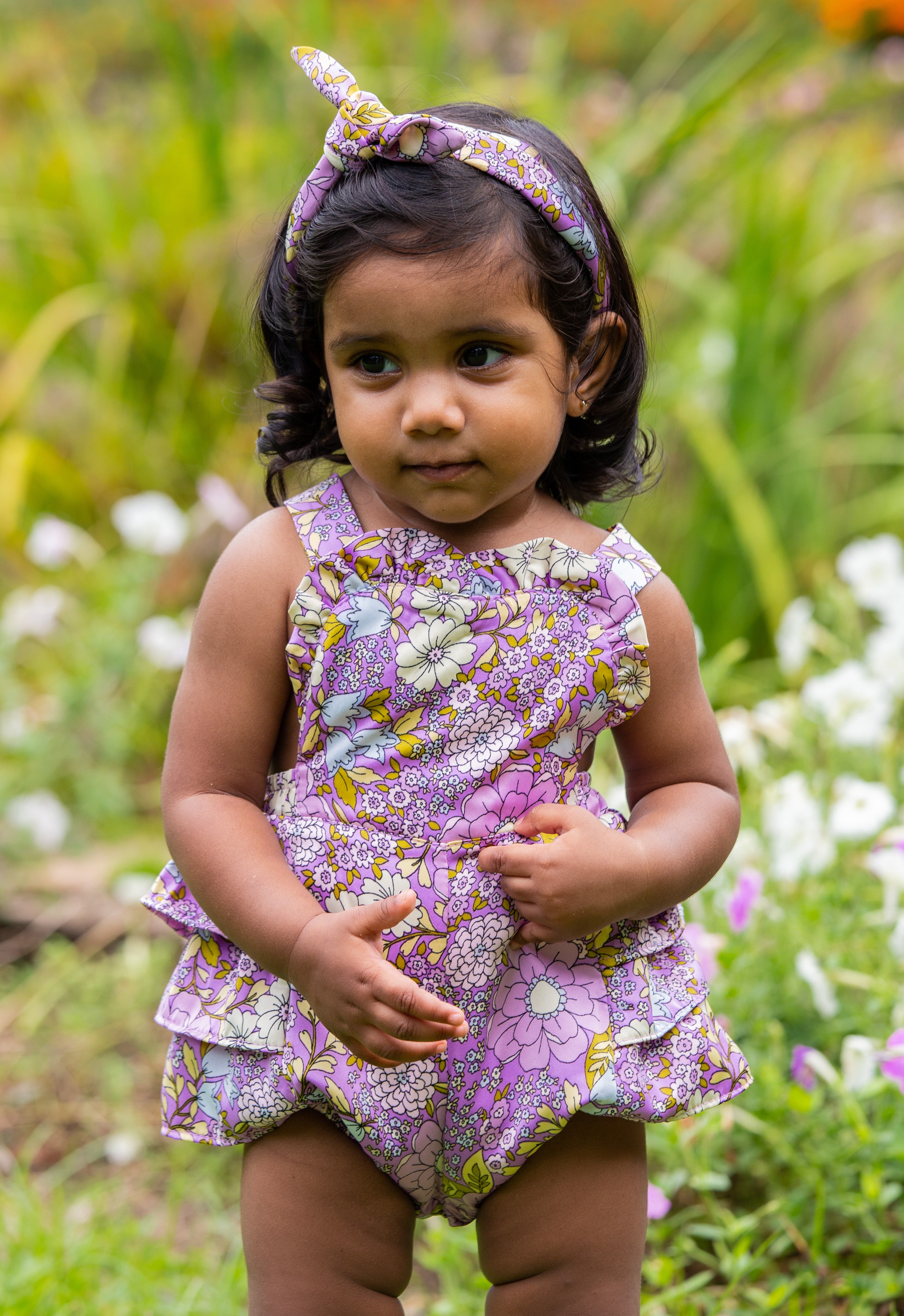 Lilac Floral Frill Romper