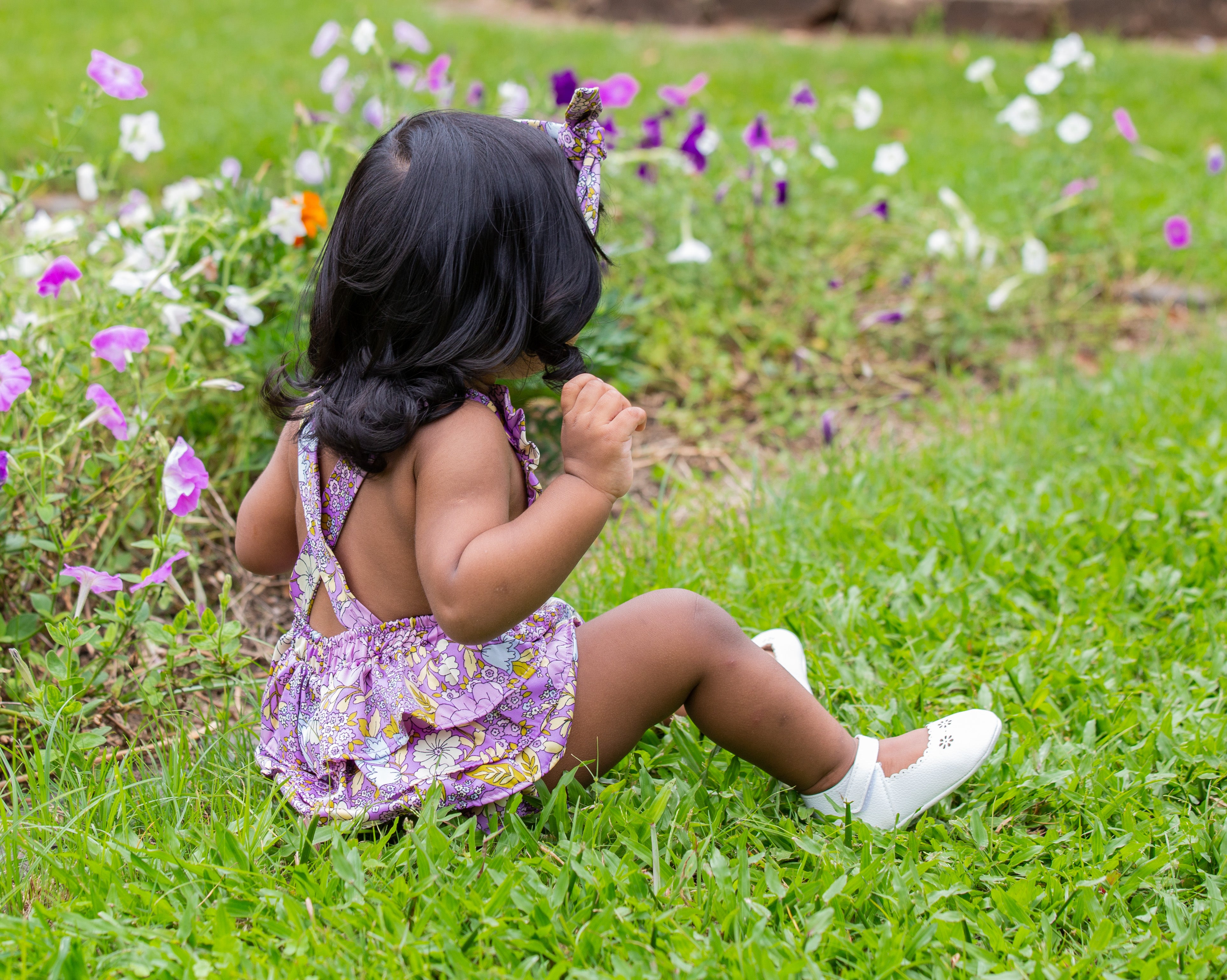 Lilac Floral Frill Romper